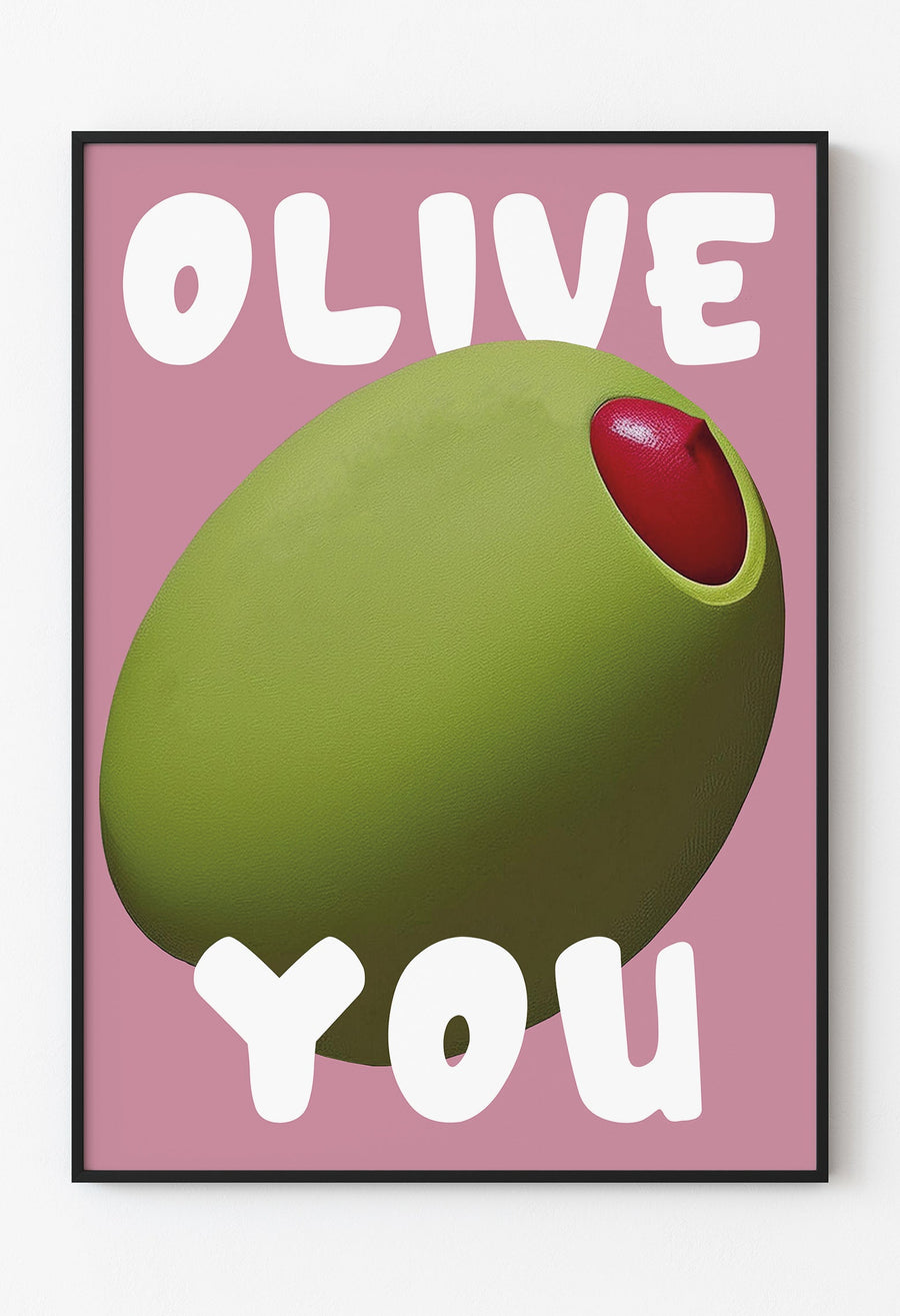 Olive You Esprili Poster / Aşk Dolu Zeytin İllüstrasyonu Art101.shop