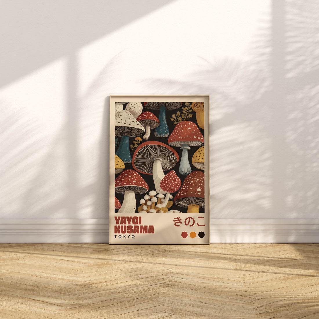 Retro Tokyo Mantar Sanatı Posteri – Vintage Botanik Duvar Baskısı / Kusama