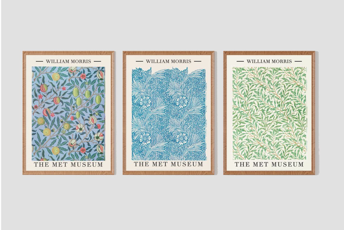 William Morris Sanat Baskı Seti - 3 Parça Retro Çerçeve Uyumlu Poster