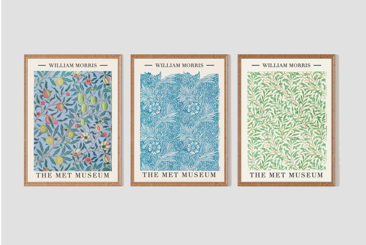 William Morris Sanat Baskı Seti - 3 Parça Retro Çerçeve Uyumlu Poster