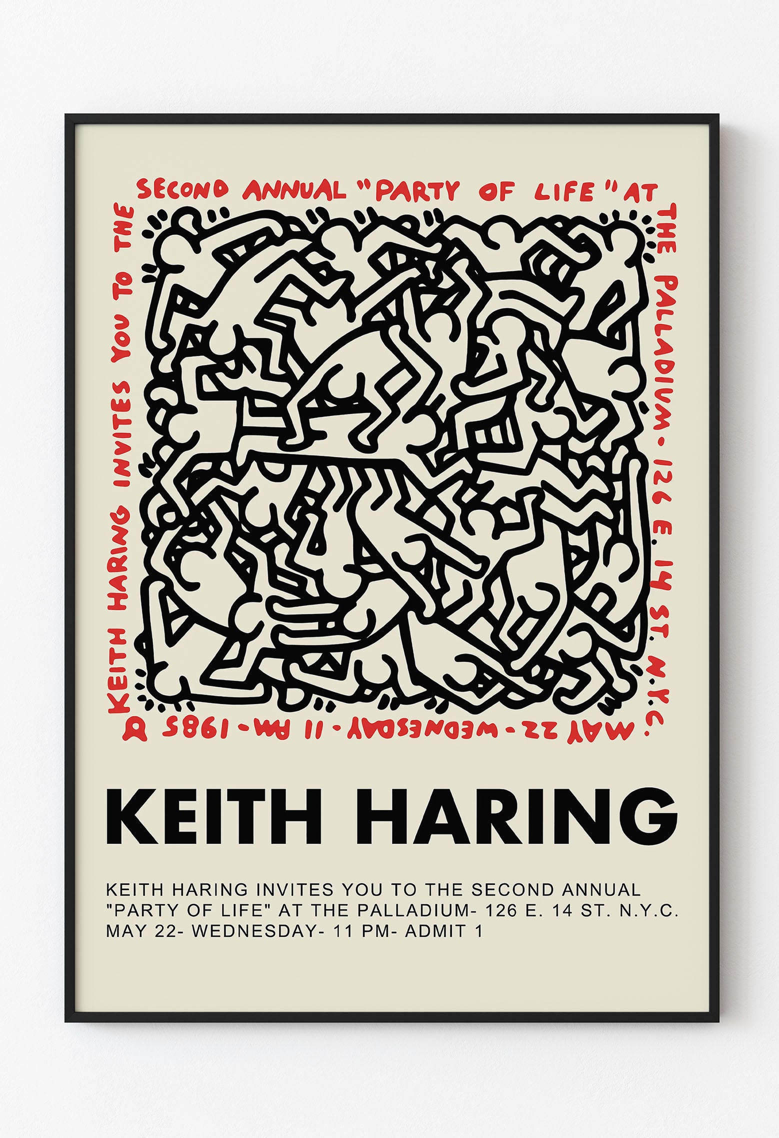 Keith Haring - Party of Life 1985 Vintage Sanat Posteri - The Palladium NYC