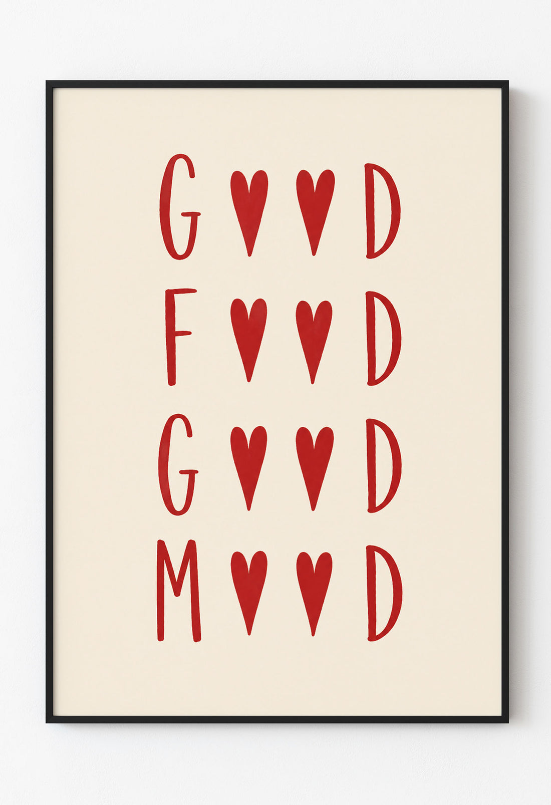 "Good Food Good Mood" Modern Mutfak Posteri - Kalp Detaylı Minimalist Duvar Dekoru