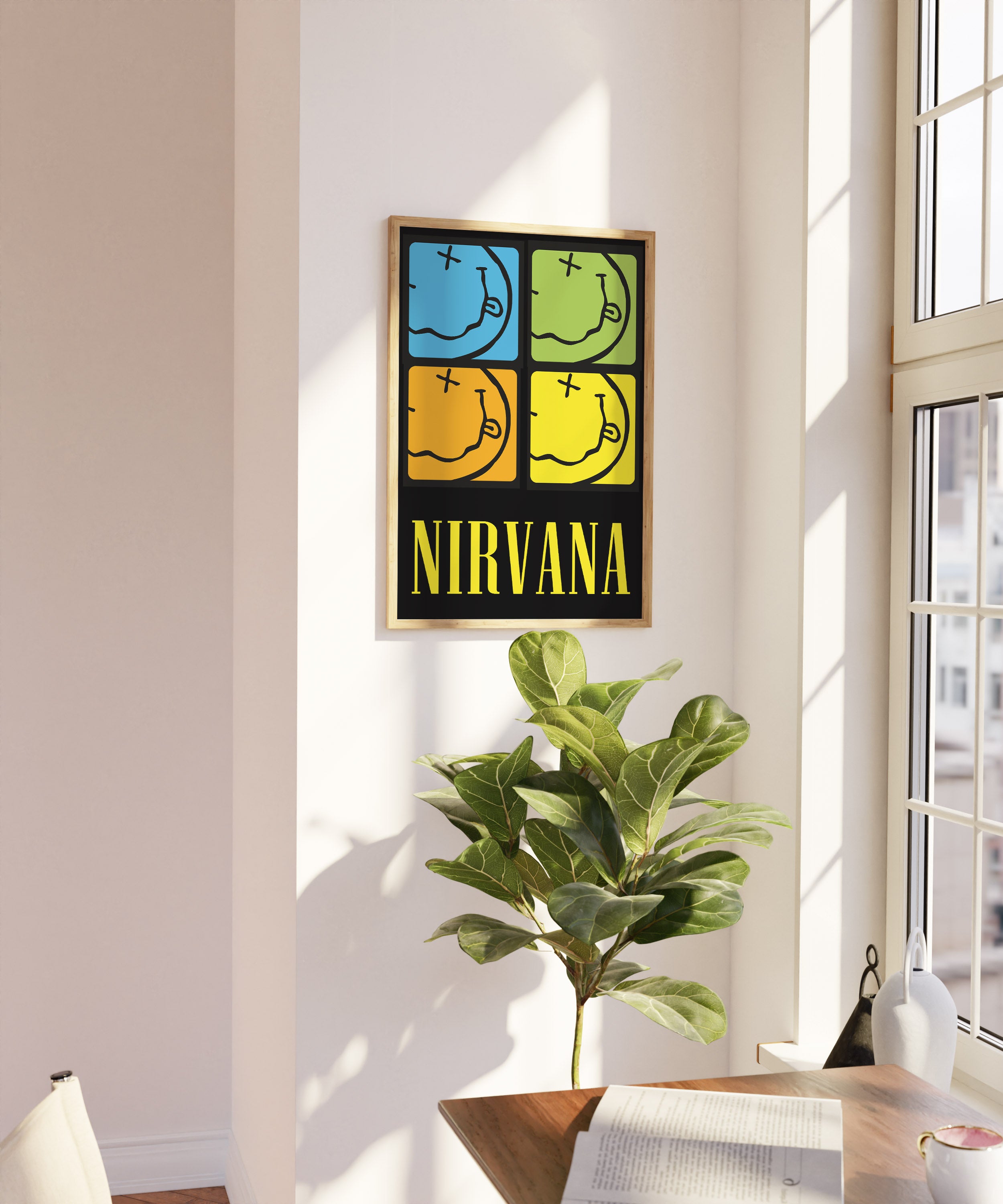 Nirvana İkonik Gülen Yüz Pop-Art Tasarım Tablo