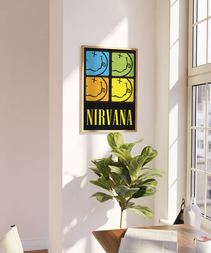 Nirvana İkonik Gülen Yüz Pop-Art Tasarım Tablo
