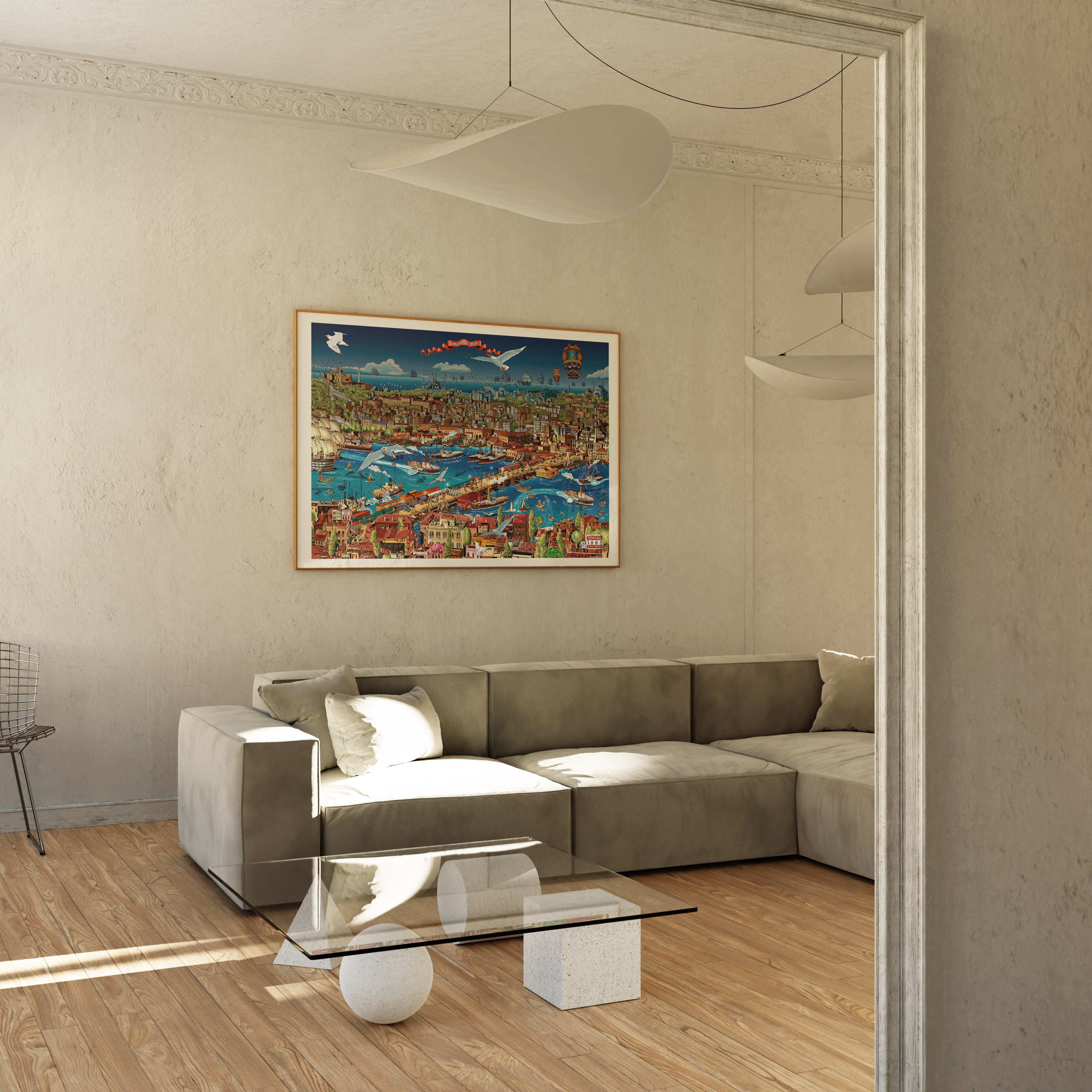 İstanbul Panorama – Servet Gürbüz İmzalı İllüstrasyon Posteri / Galata'dan İstanbul