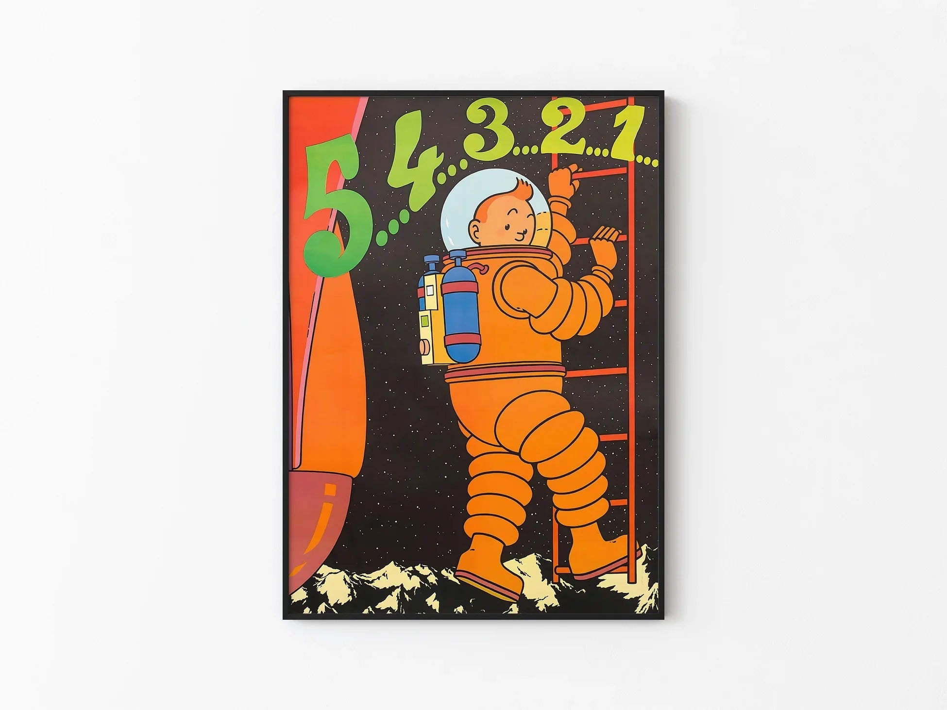 Tintin Uzayda Posteri - 5,4,3,2,1... Art101.shop