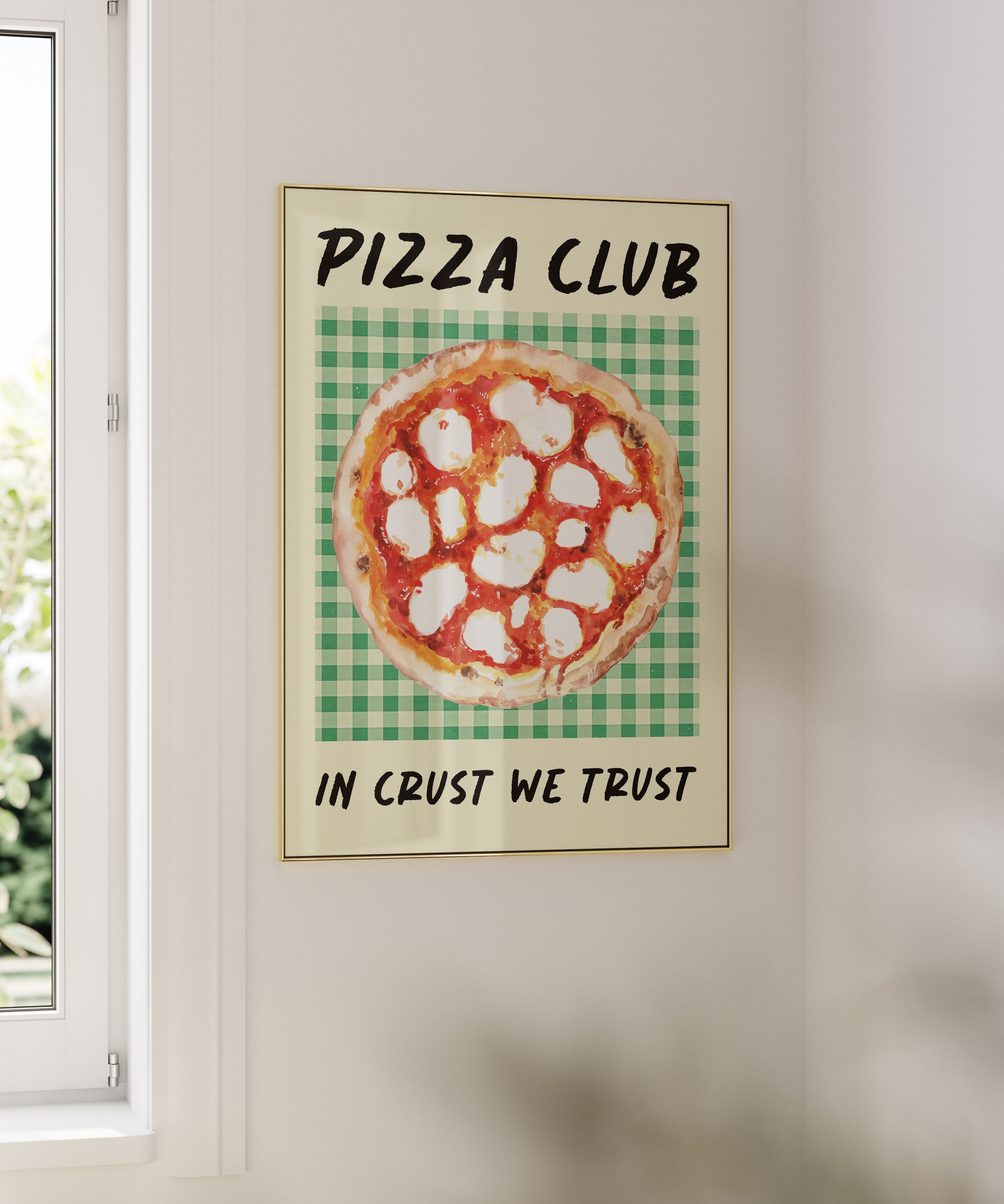Pizza Club Poster - Retro Mutfak Dekoru & Modern Poster Tasarımı