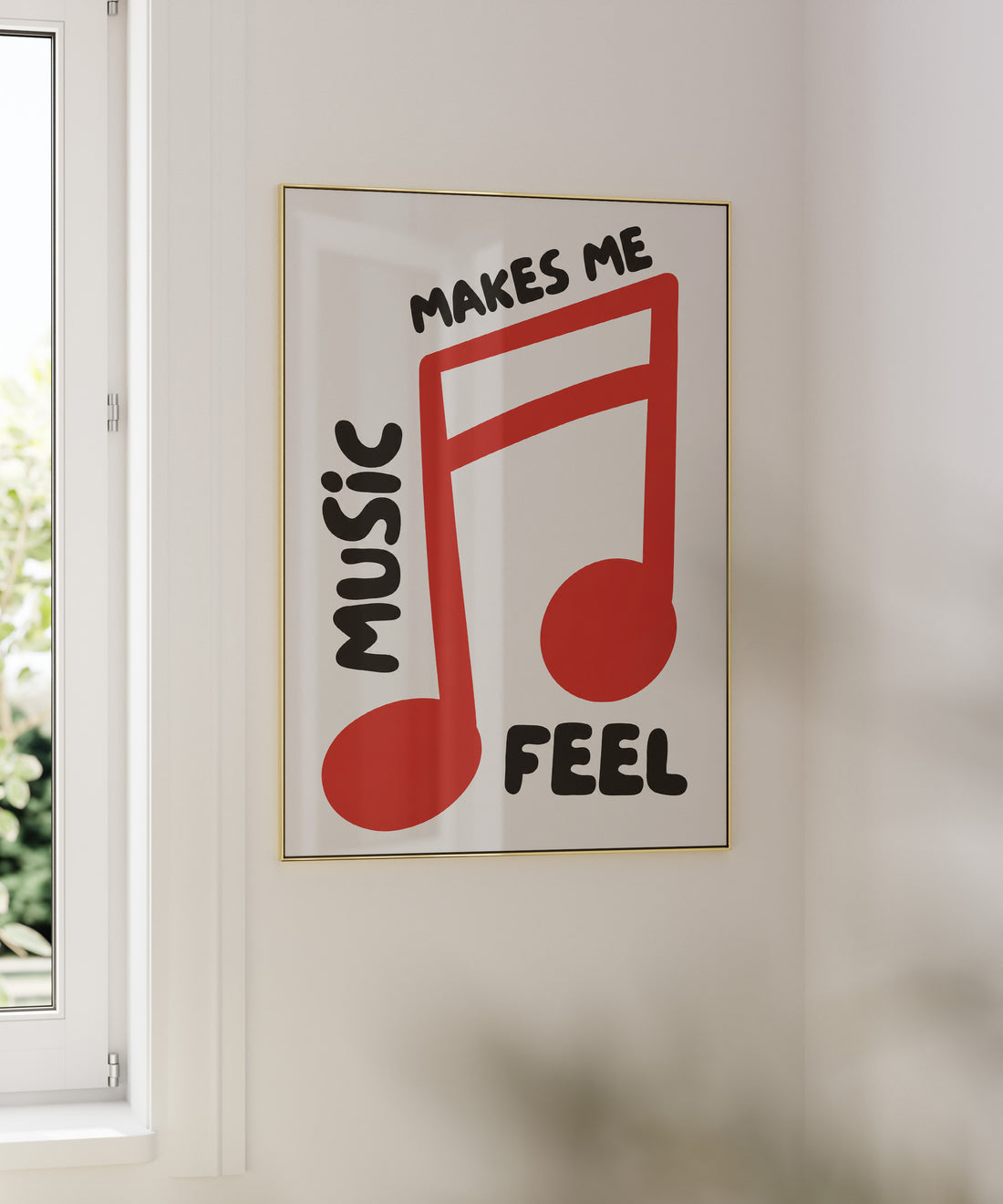 "Music Makes Me Feel" Müzik Temalı Duvar Tablosu, Tipografi Poster