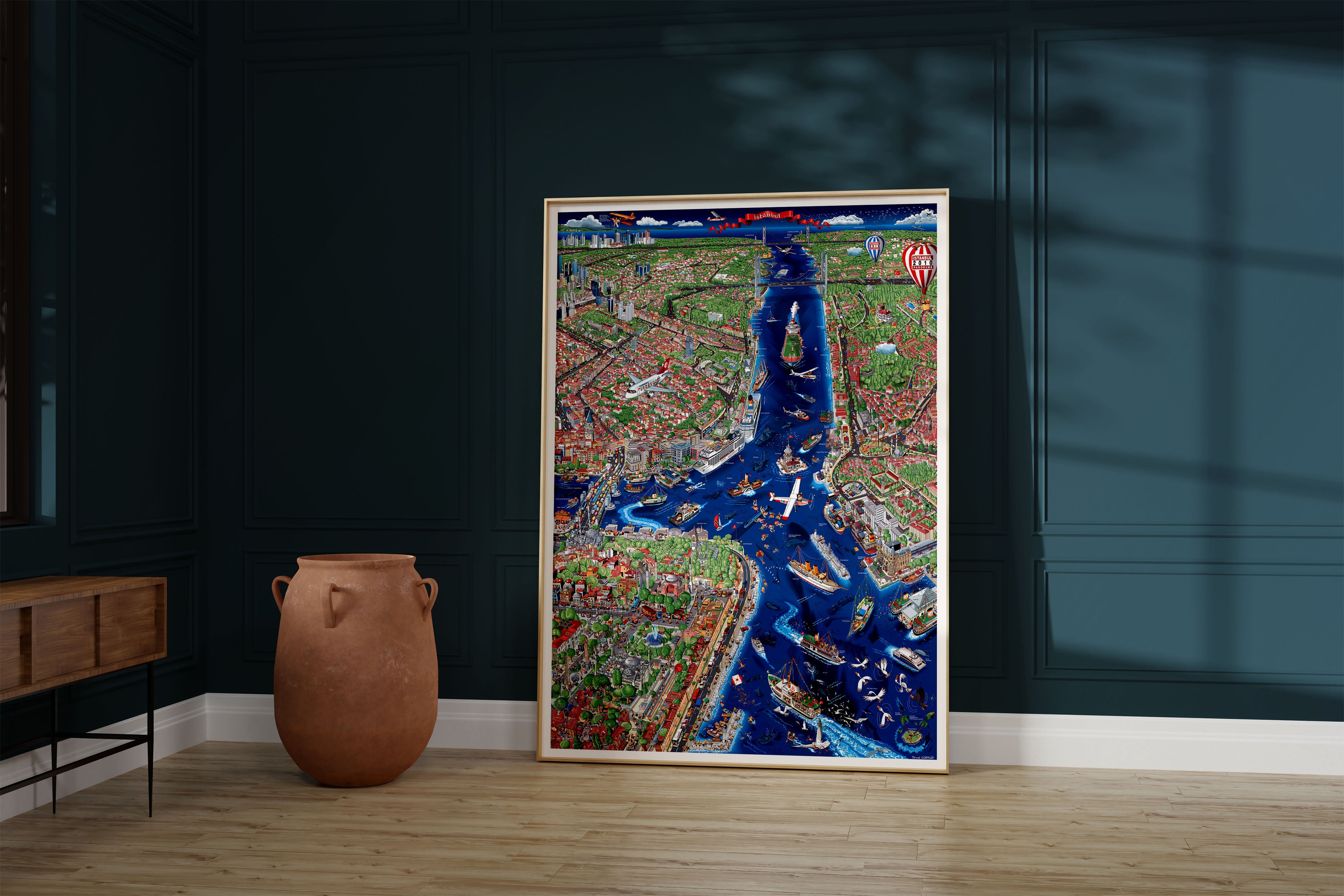 Servet Gürbüz’ün Renkli İstanbul’u – Detaylı Panorama İllüstrasyon Poster