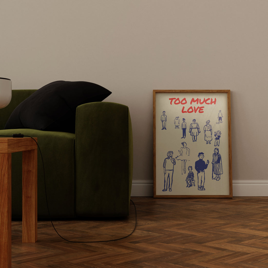 Too Much Love: Modern Figüratif İllüstrasyon Poster