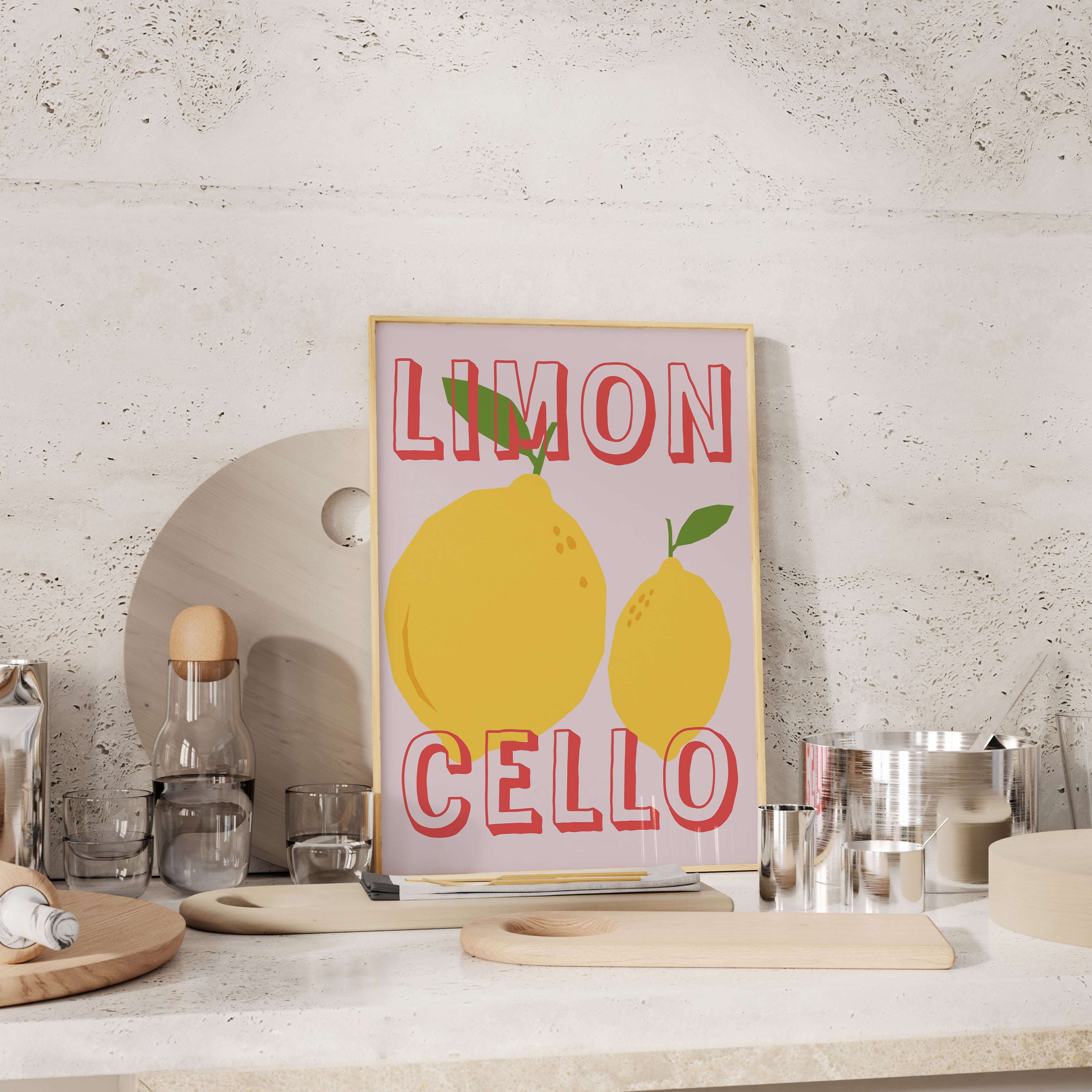 Limon Temalı Sanat Baskısı - Limoncello İllüstrasyon Posteri