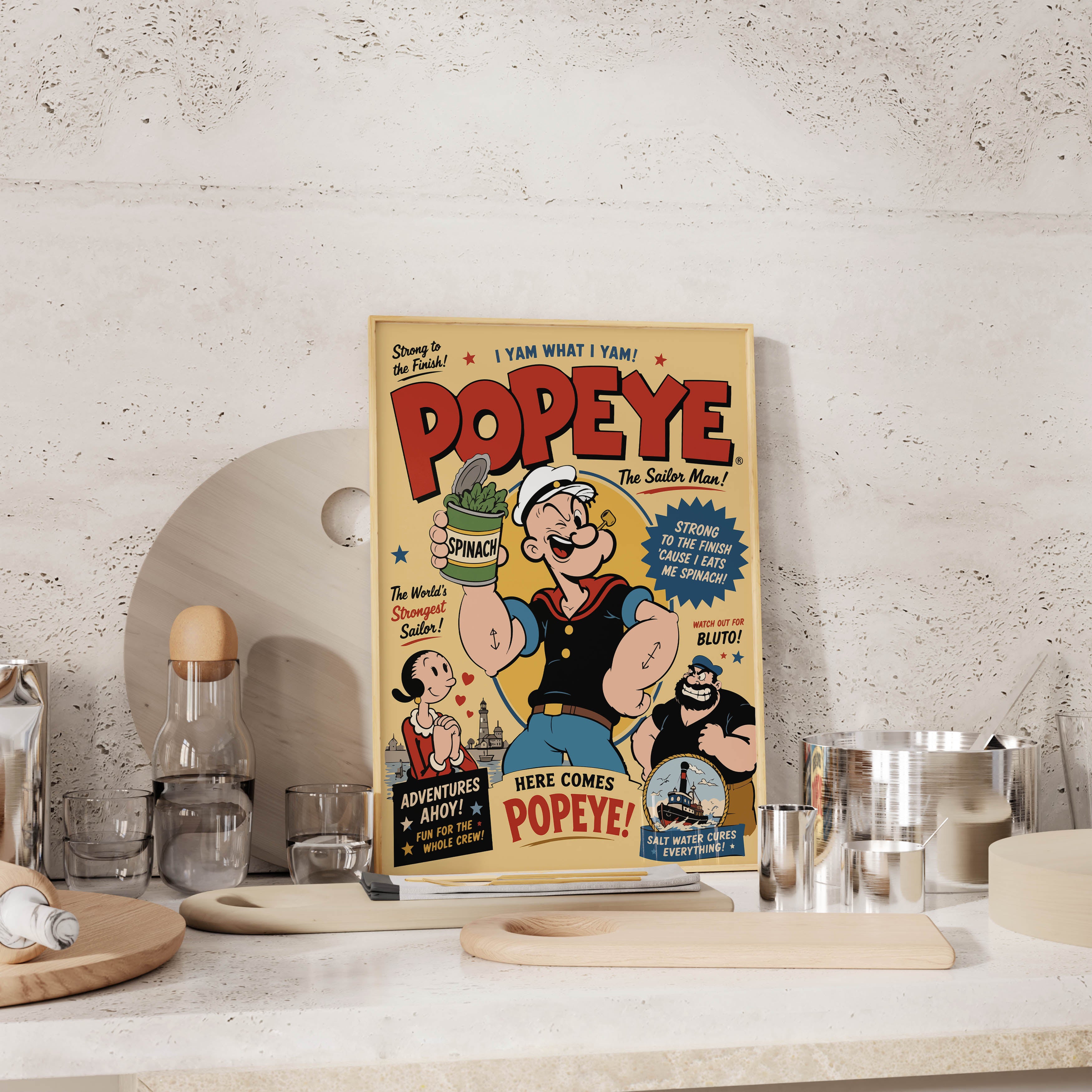 Popeye The Sailor Man Retro Poster - Temel Reis