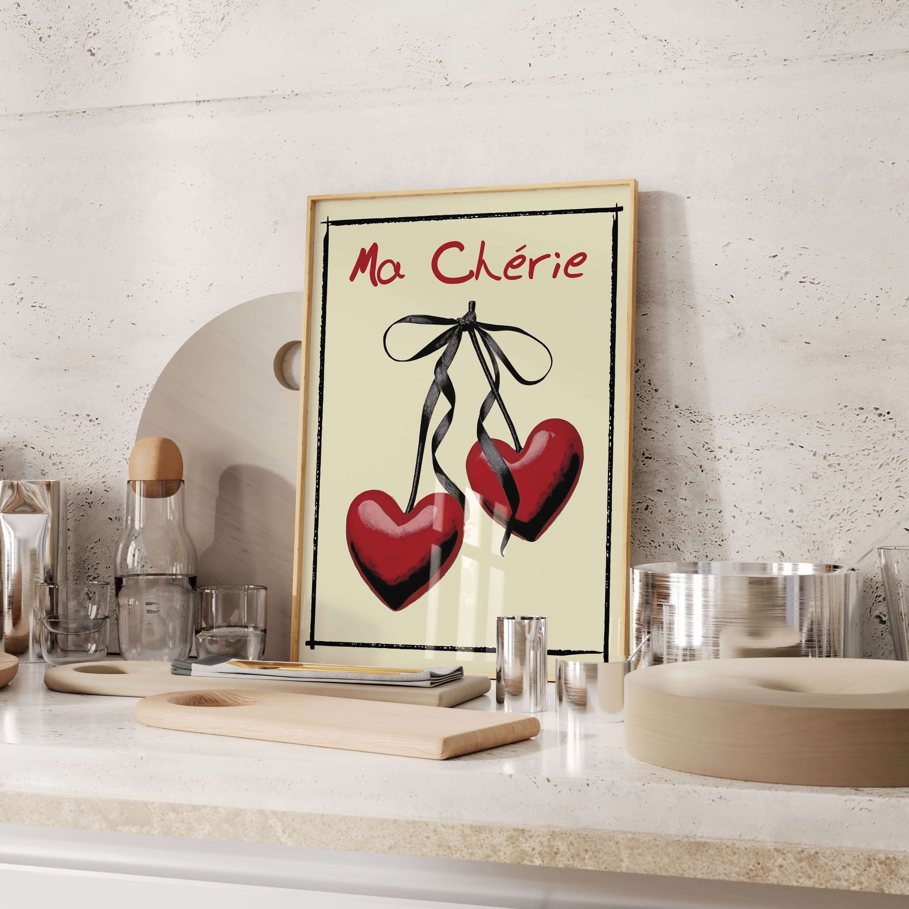 Ma Chérie – Romantik Vintage Afiş - Fransız Esintili Romantik Duvar Dekoru