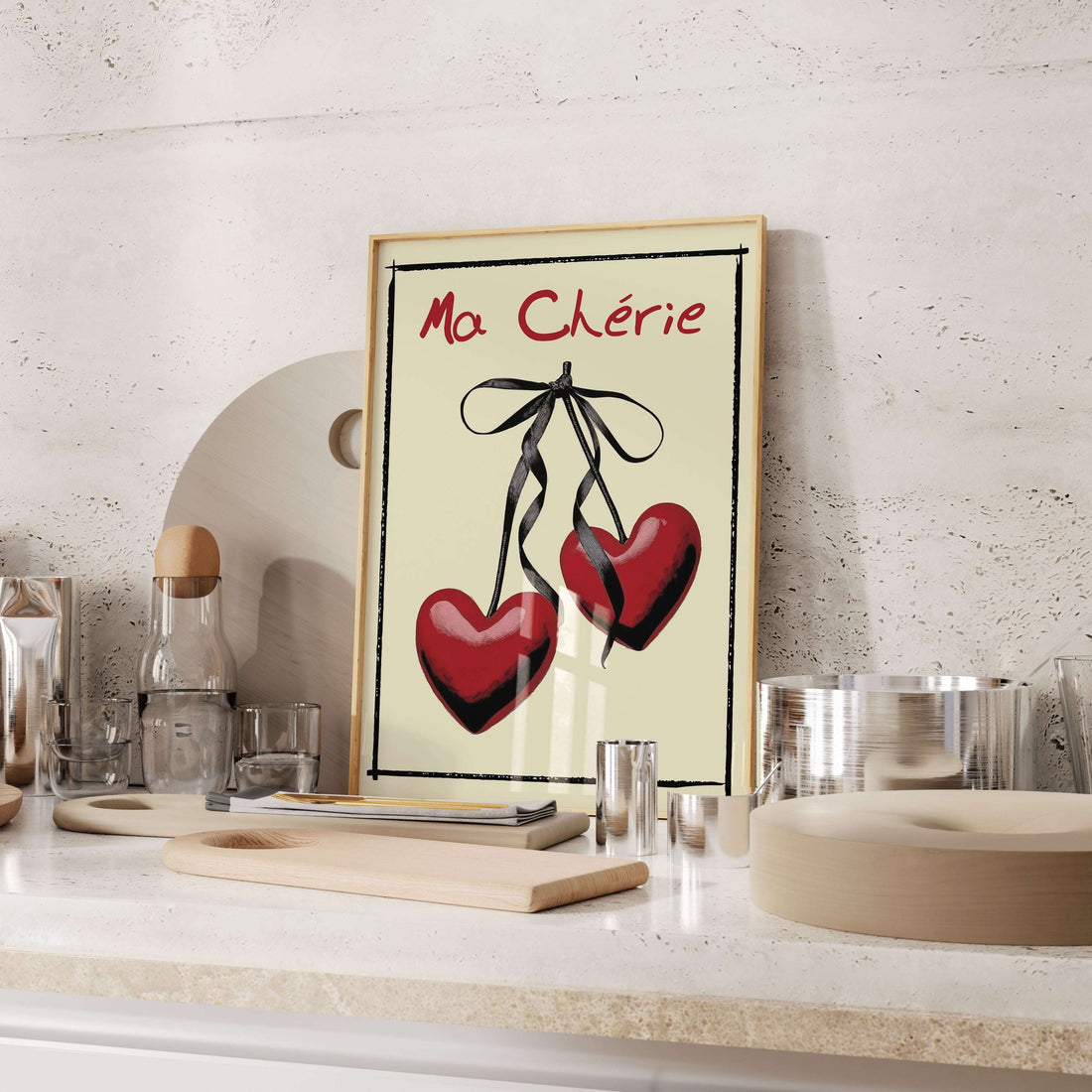 Ma Chérie – Romantik Vintage Afiş - Fransız Esintili Romantik Duvar Dekoru