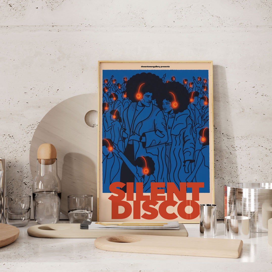 Silent Disco Retro İllüstrasyon Poster | Modern Duvar Dekoru