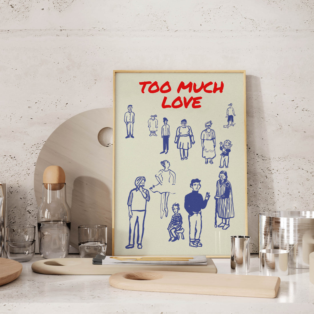 Too Much Love: Modern Figüratif İllüstrasyon Poster