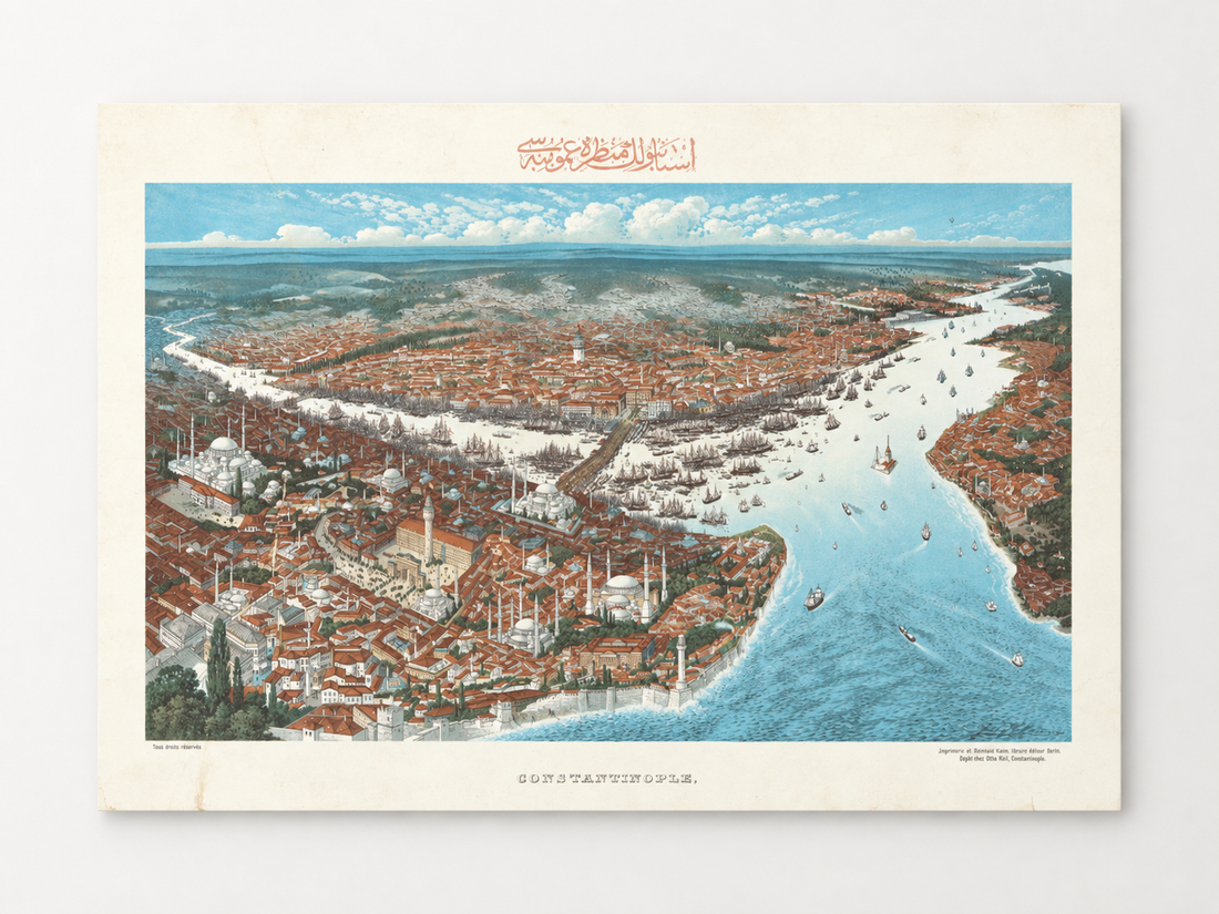 Constantinople Vintage Panorama - Modern Salon Dekoru Tablo -19. Asır İstanbul'un Manzara-i Umumiyesi