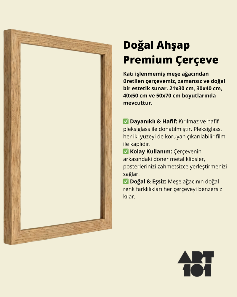 Doğal Ahşap Premium Çerçeve