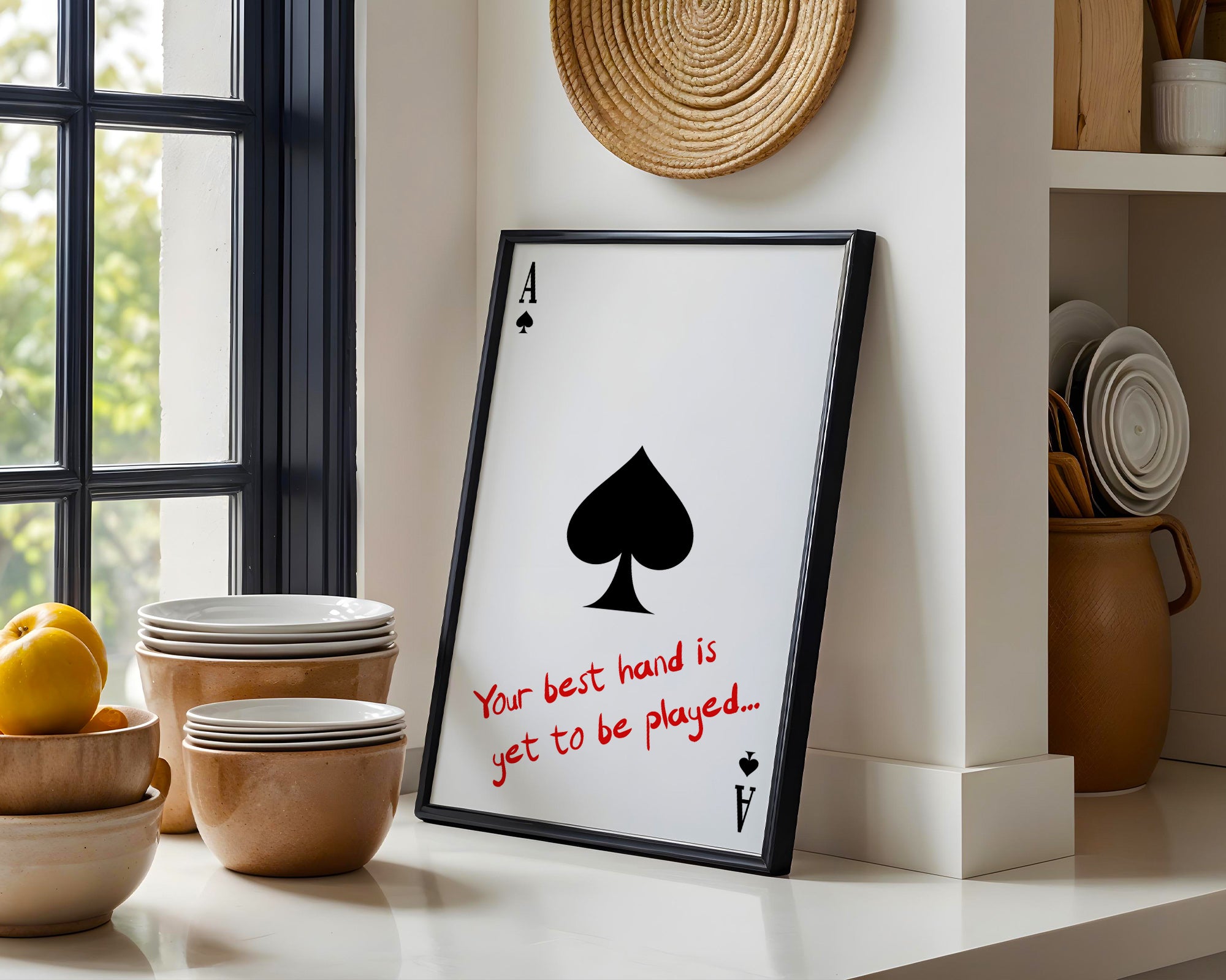 Maça Ası Motivasyon Poster - Minimalist Duvar Sanatı