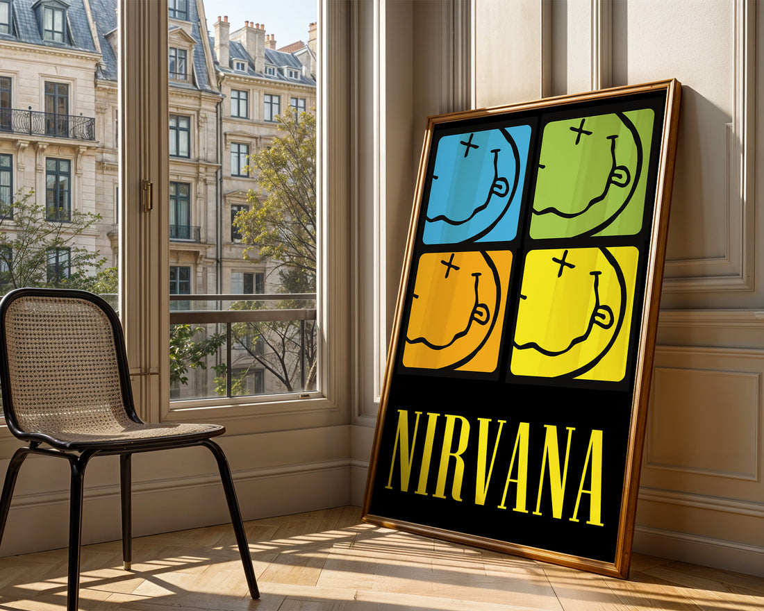 Nirvana İkonik Gülen Yüz Pop-Art Tasarım Tablo