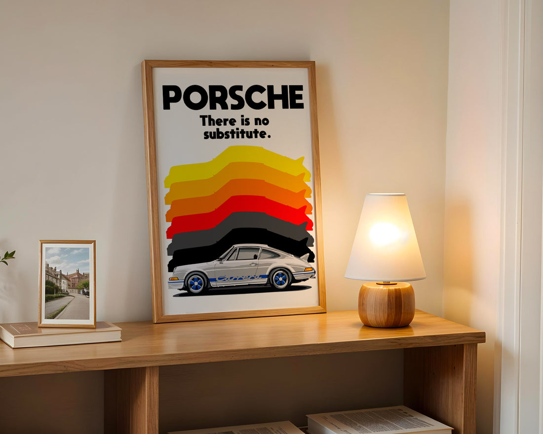 Porsche "There Is No Substitute" – Retro Tasarım Premium Poster