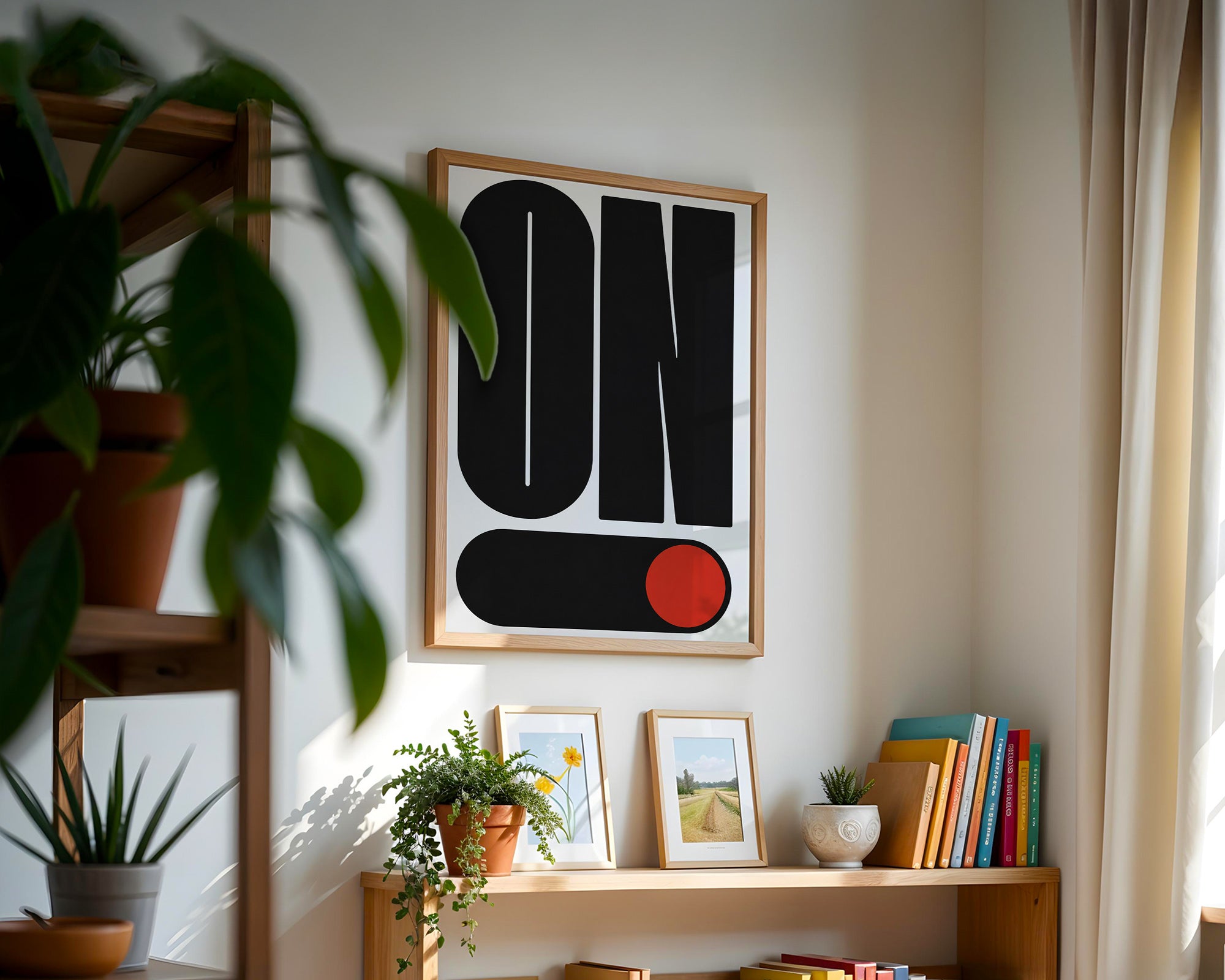 "ON" Tipografi Duvar Tablosu, Minimalist Pop Art Poster