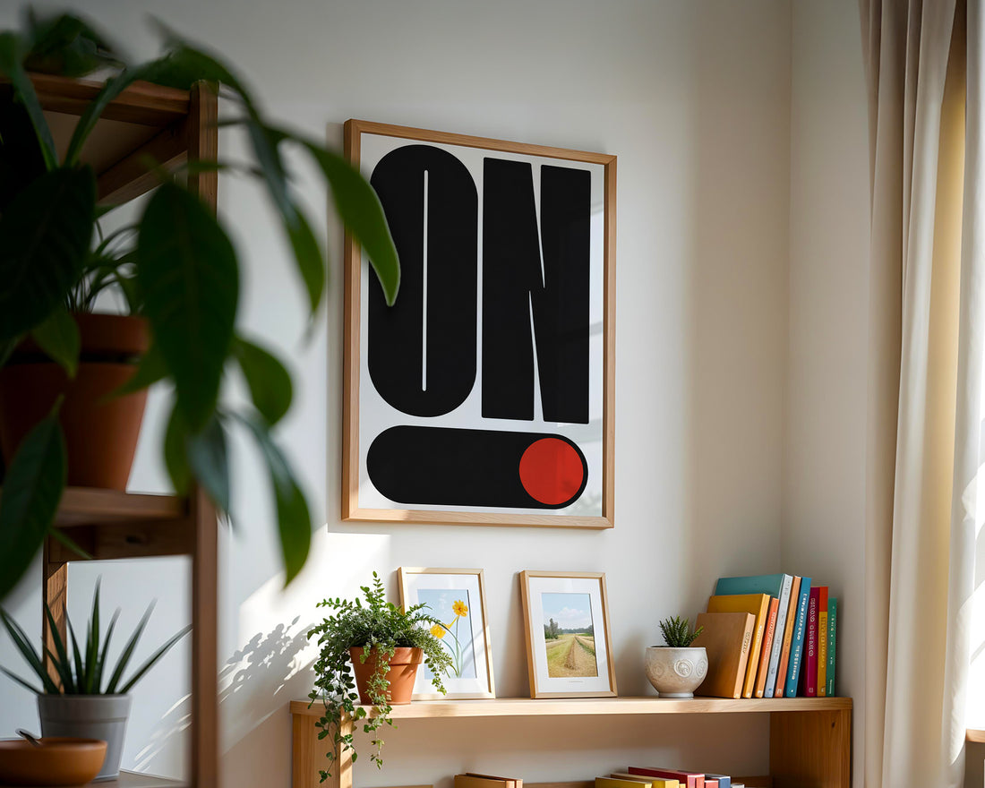 "ON" Tipografi Duvar Tablosu, Minimalist Pop Art Poster