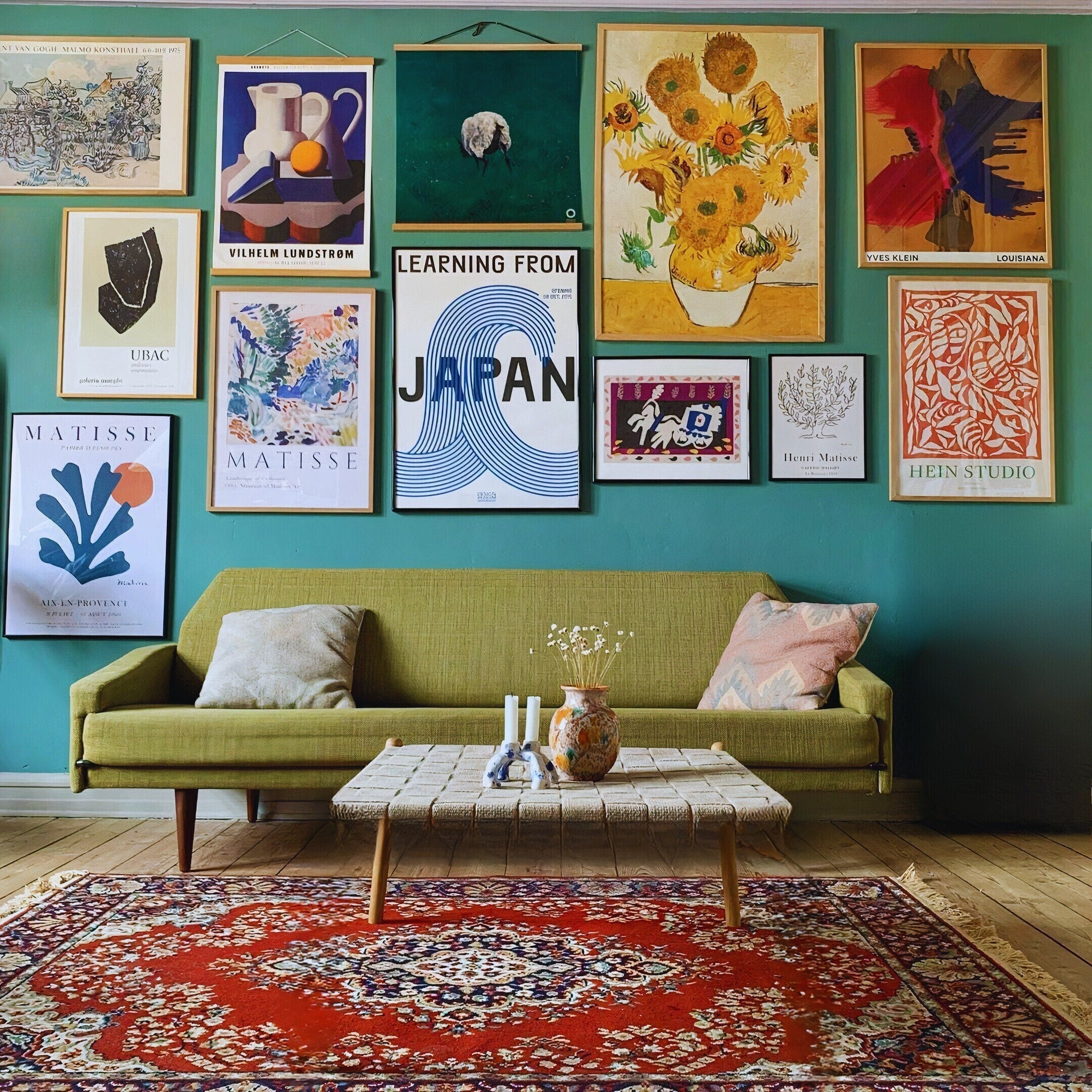 Great Eclectic Set - Modern Home - Boho Eclectic Home Decoration / 12 Pieces - Matisse - Klein - Van Gogh - Ubac / Maximalist Wall Art My Store