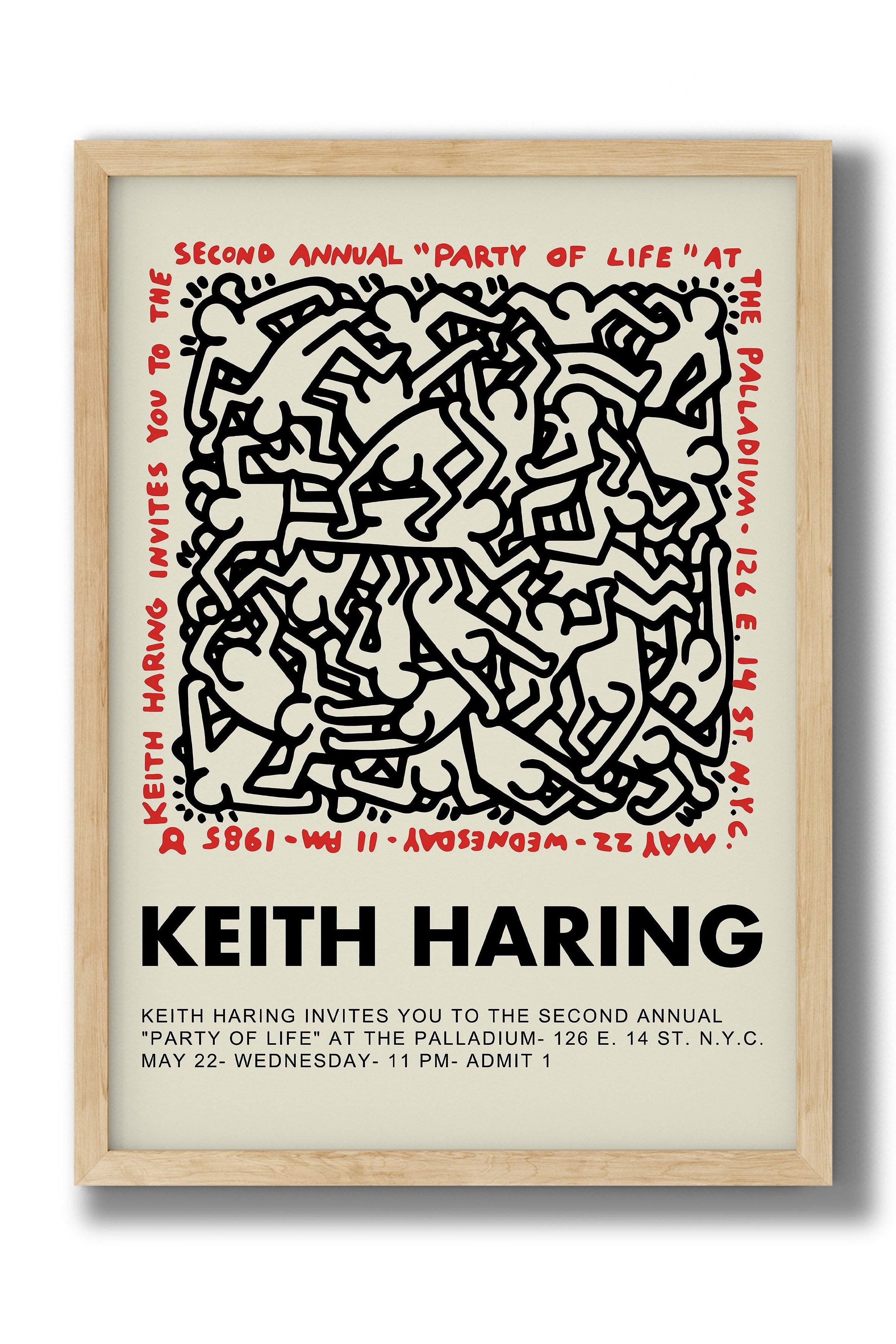 Keith Haring - Party of Life 1985 Vintage Sanat Posteri - The Palladium NYC
