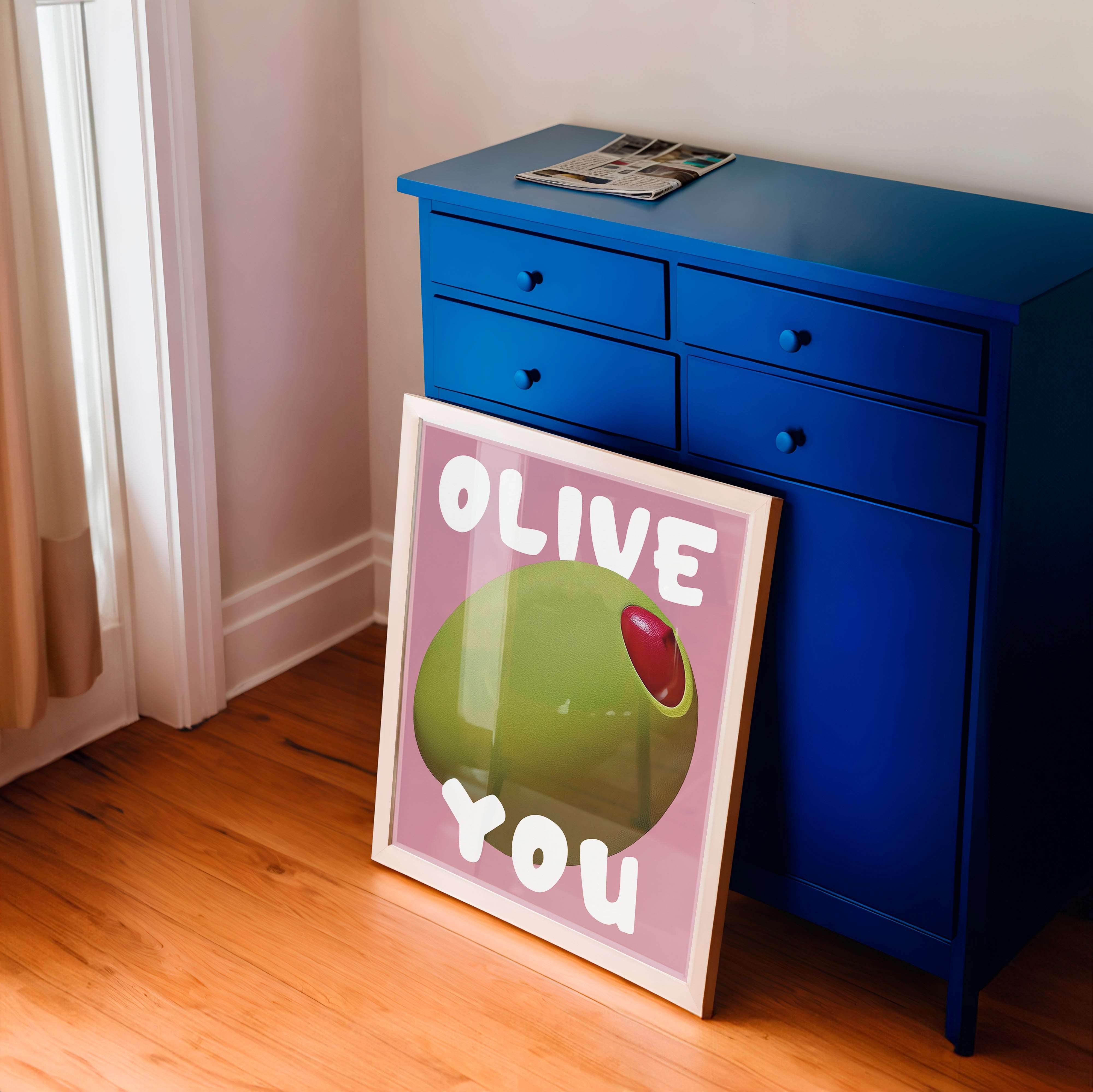 Olive You Esprili Poster / Aşk Dolu Zeytin İllüstrasyonu
