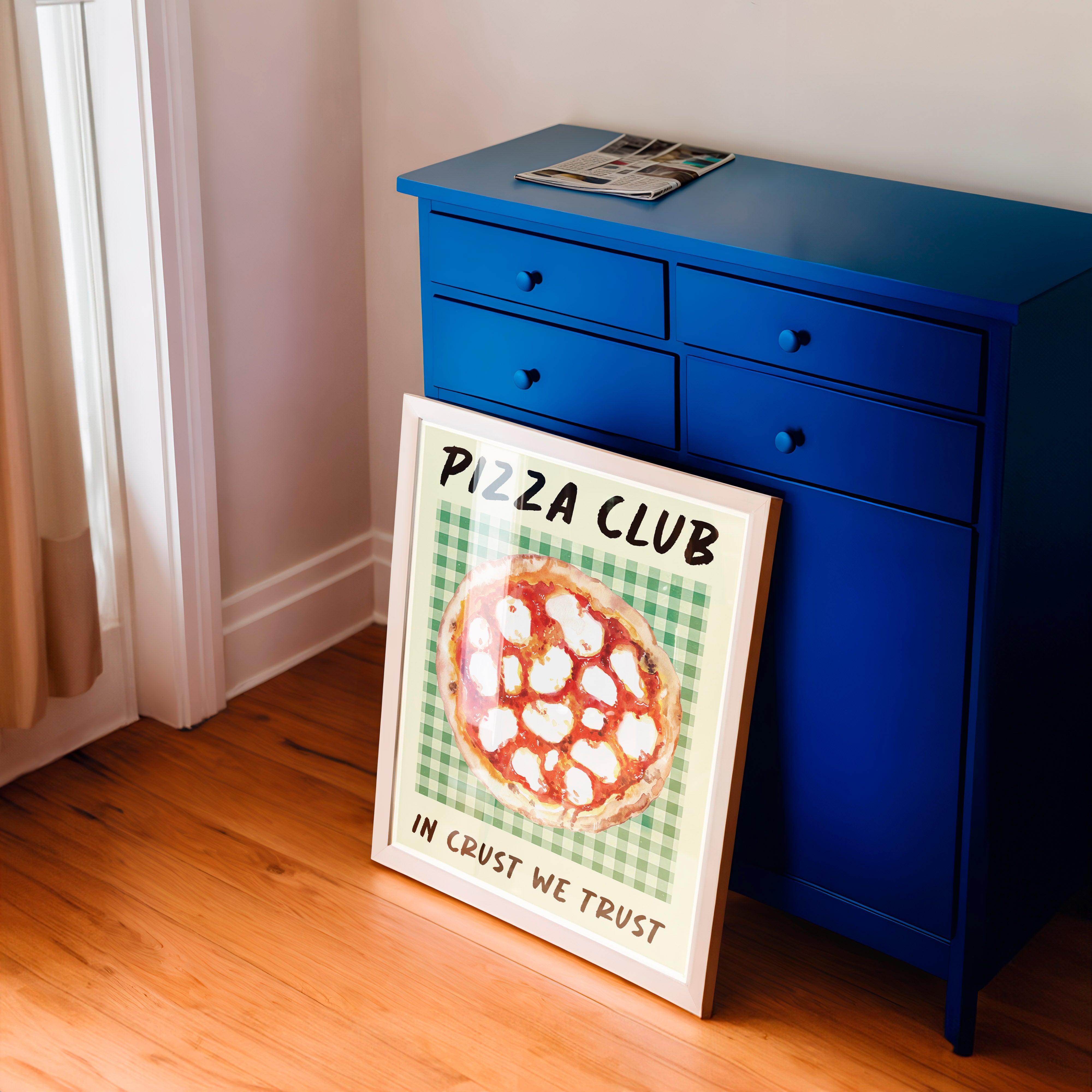 Pizza Club Poster - Retro Mutfak Dekoru & Modern Poster Tasarımı