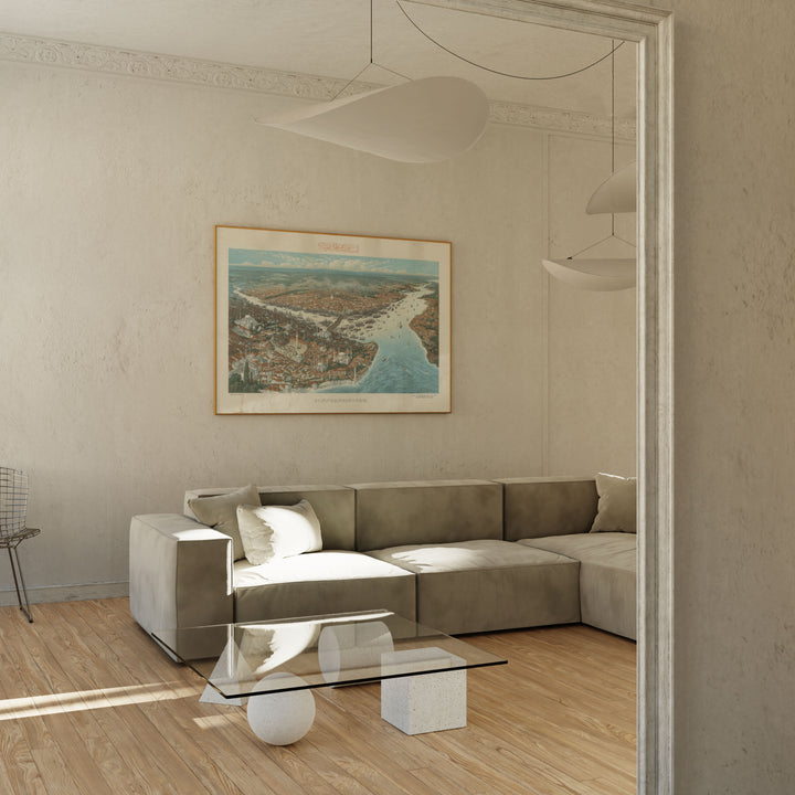 "Constantinople" Vintage Panorama - Modern Salon Dekoru Tablo
