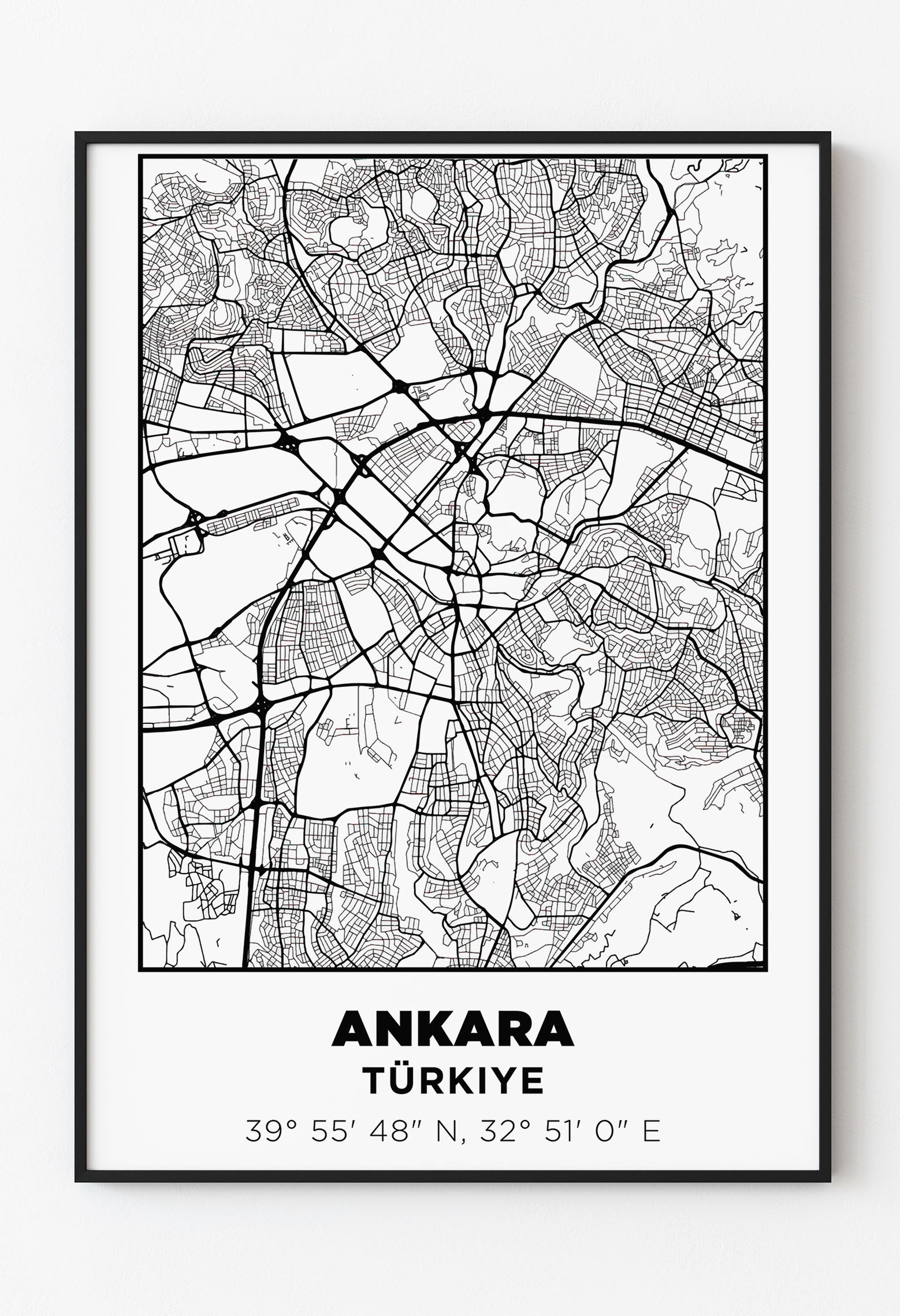 Ankara minimalist şehir haritası posteri