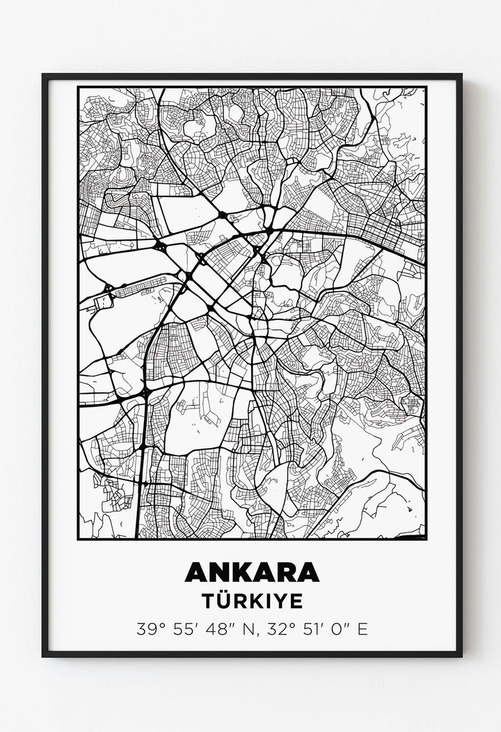 Ankara minimalist şehir haritası posteri