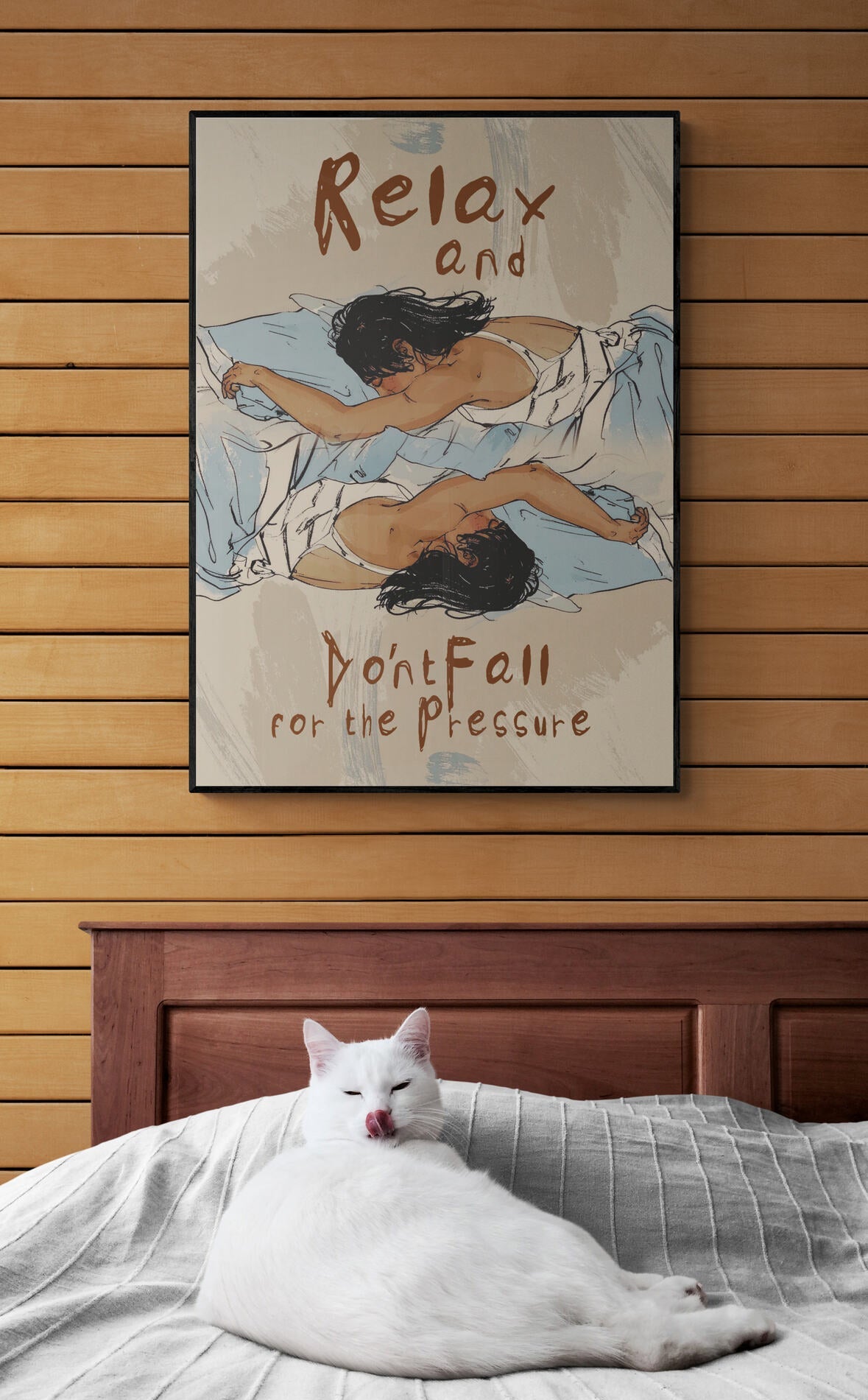 “Rahatla ve Baskıya Boyun Eğme” İllüstrasyon Poster - Bohem Tarz Sanat Baskısı