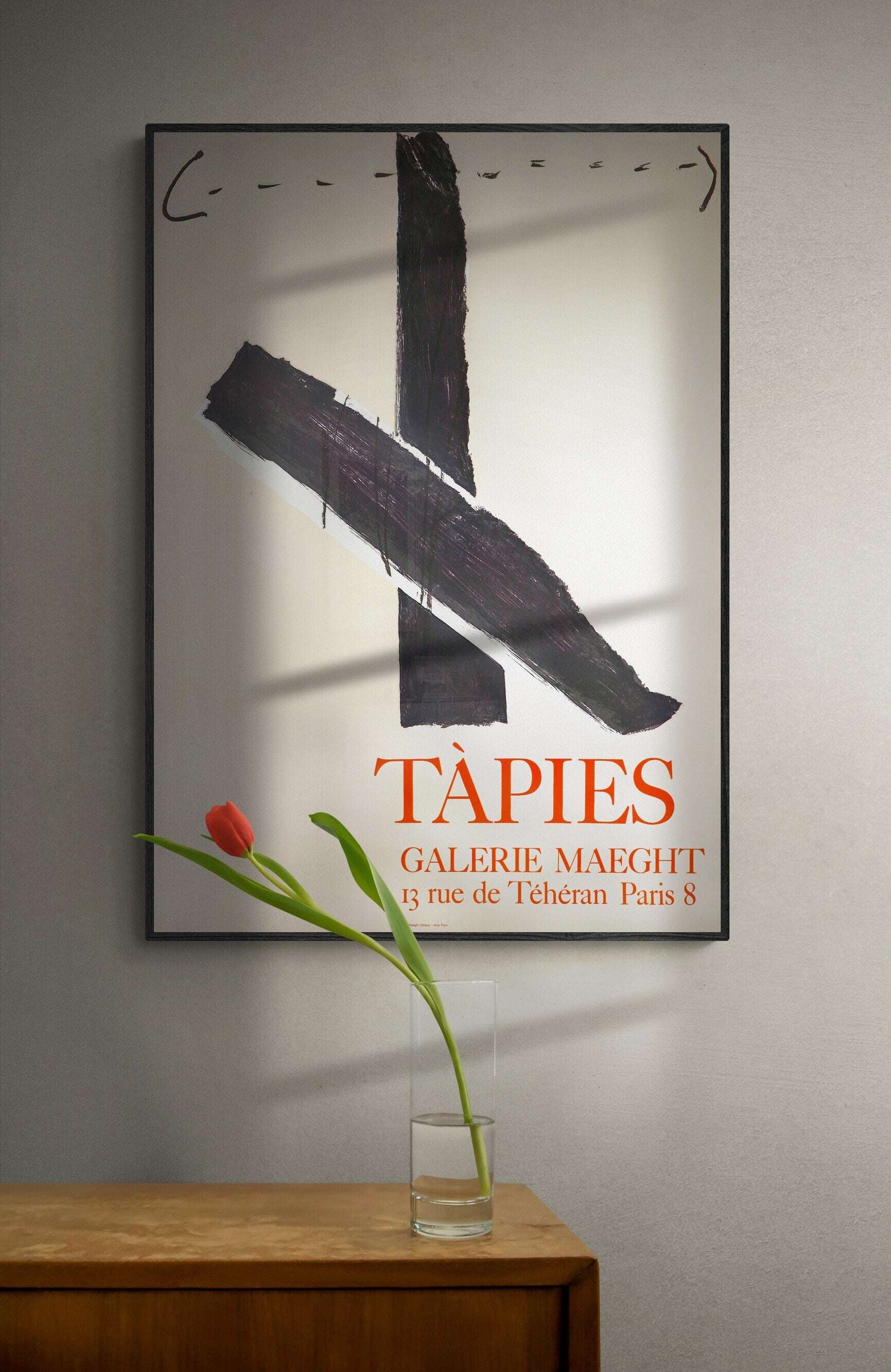 Anthony Tapies - Galerie Maeght 1967 / Antoni Tapies - Croix Noire / Vintage lithographic poster