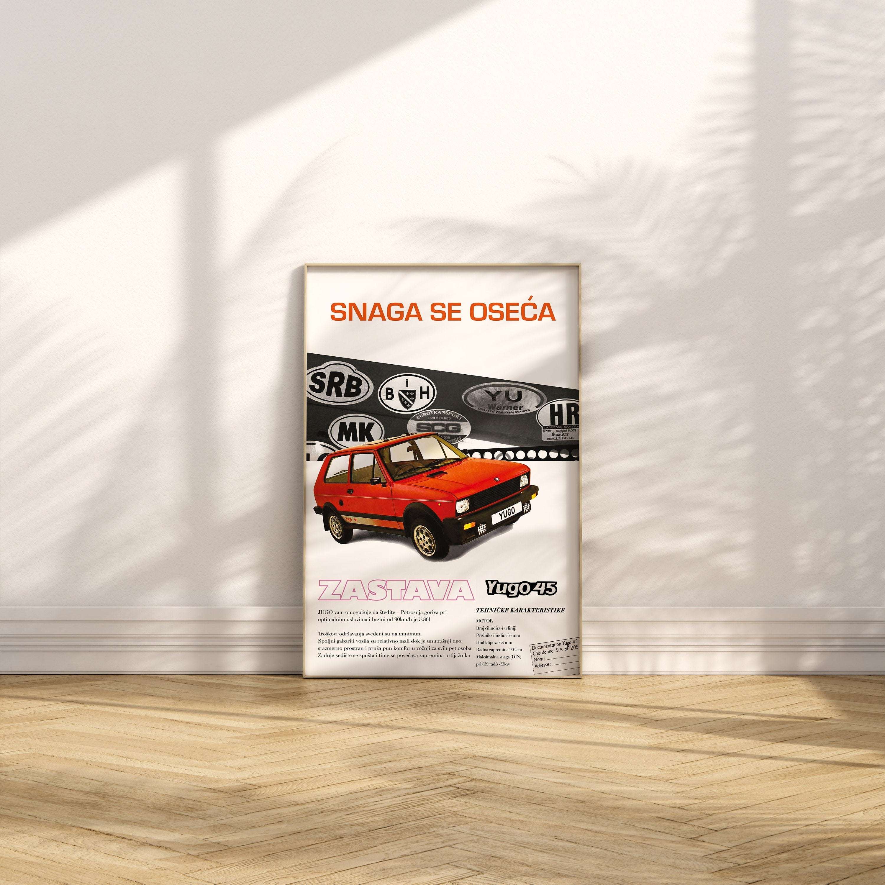 Yugo Zastava / Yugoslavia Nostalgic Car Poster / Retro Wall Art - Vintage Poster - Yugoslavia - Zastava - Yugo / Balkan - Vintage Car