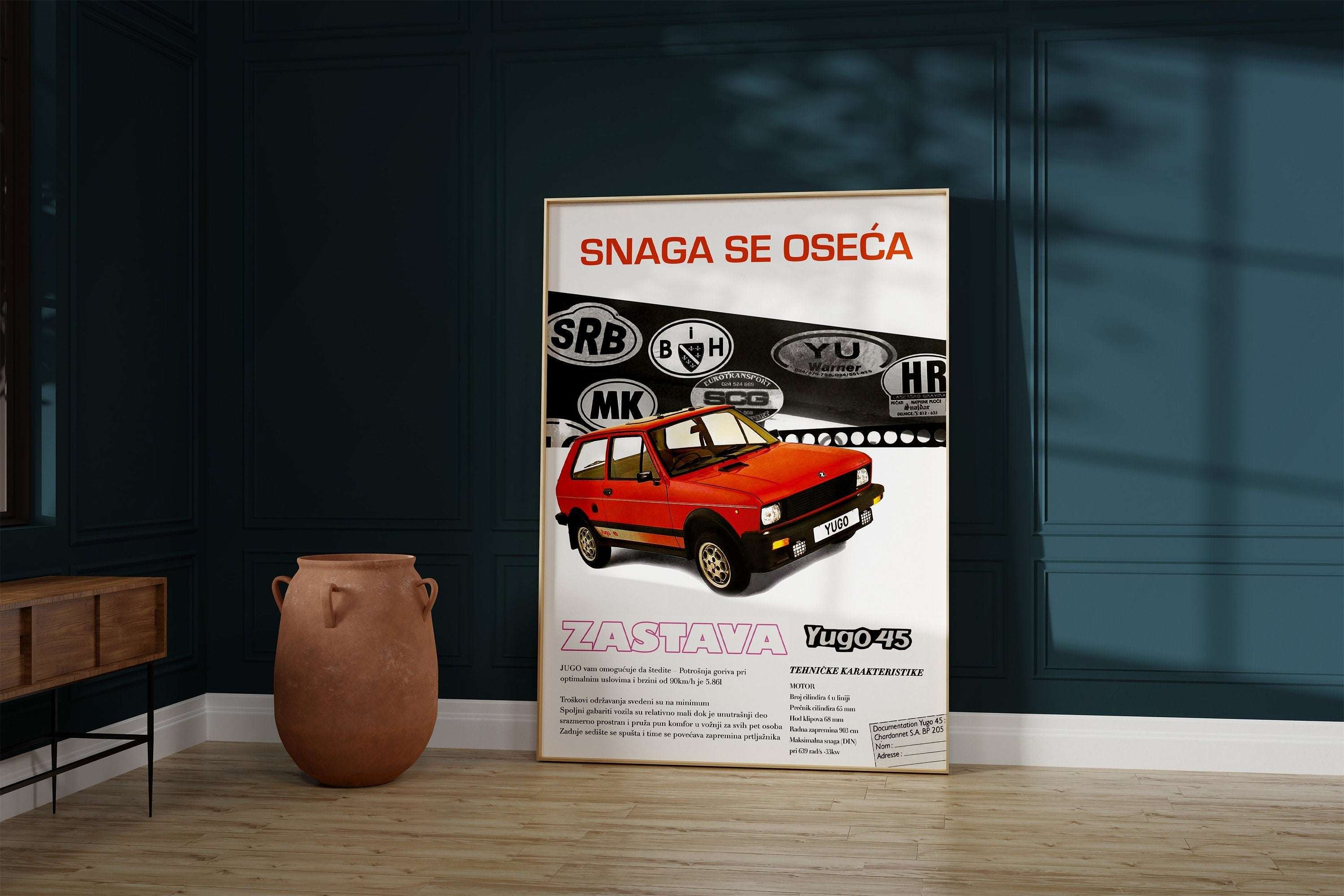 Yugo Zastava / Yugoslavia Nostalgic Car Poster / Retro Wall Art - Vintage Poster - Yugoslavia - Zastava - Yugo / Balkan - Vintage Car