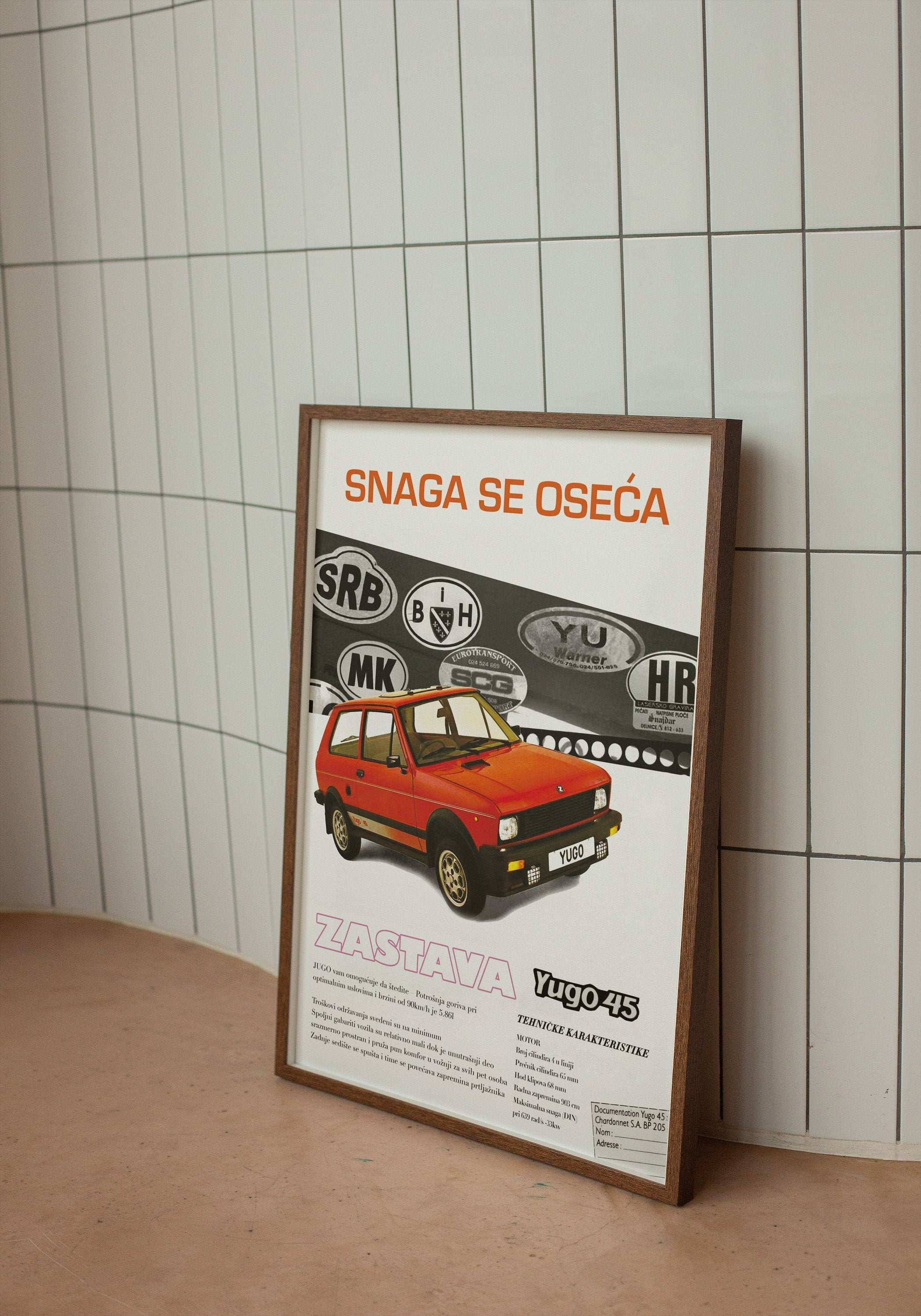 Yugo Zastava / Yugoslavia Nostalgic Car Poster / Retro Wall Art - Vintage Poster - Yugoslavia - Zastava - Yugo / Balkan - Vintage Car