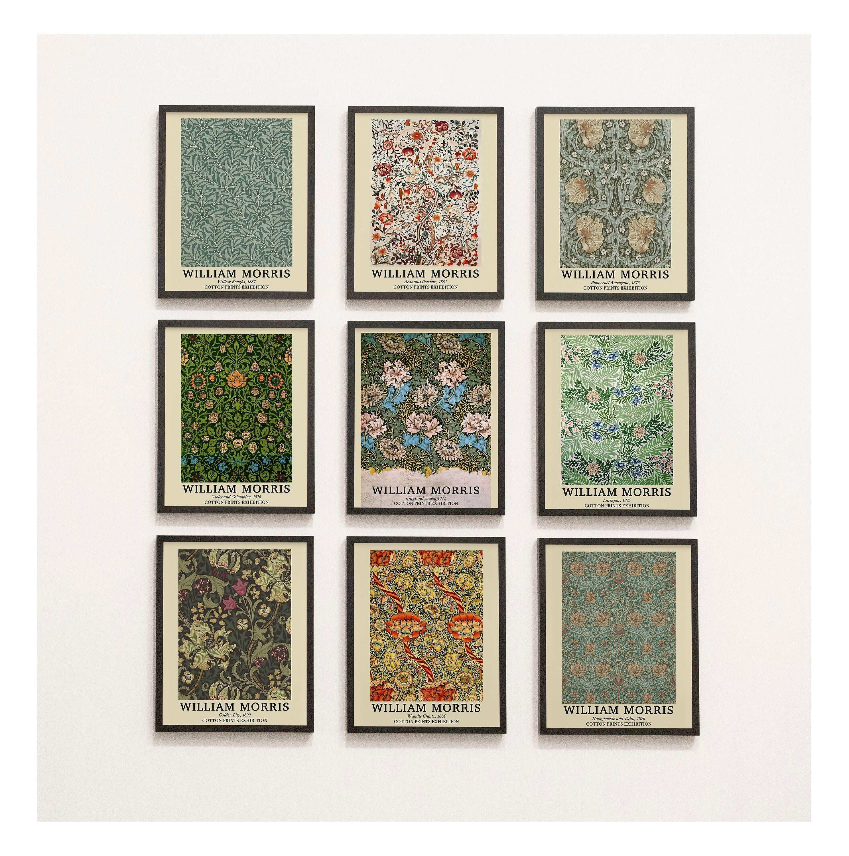 William Morris Motifleri - 9 farklı William Morris baskısı