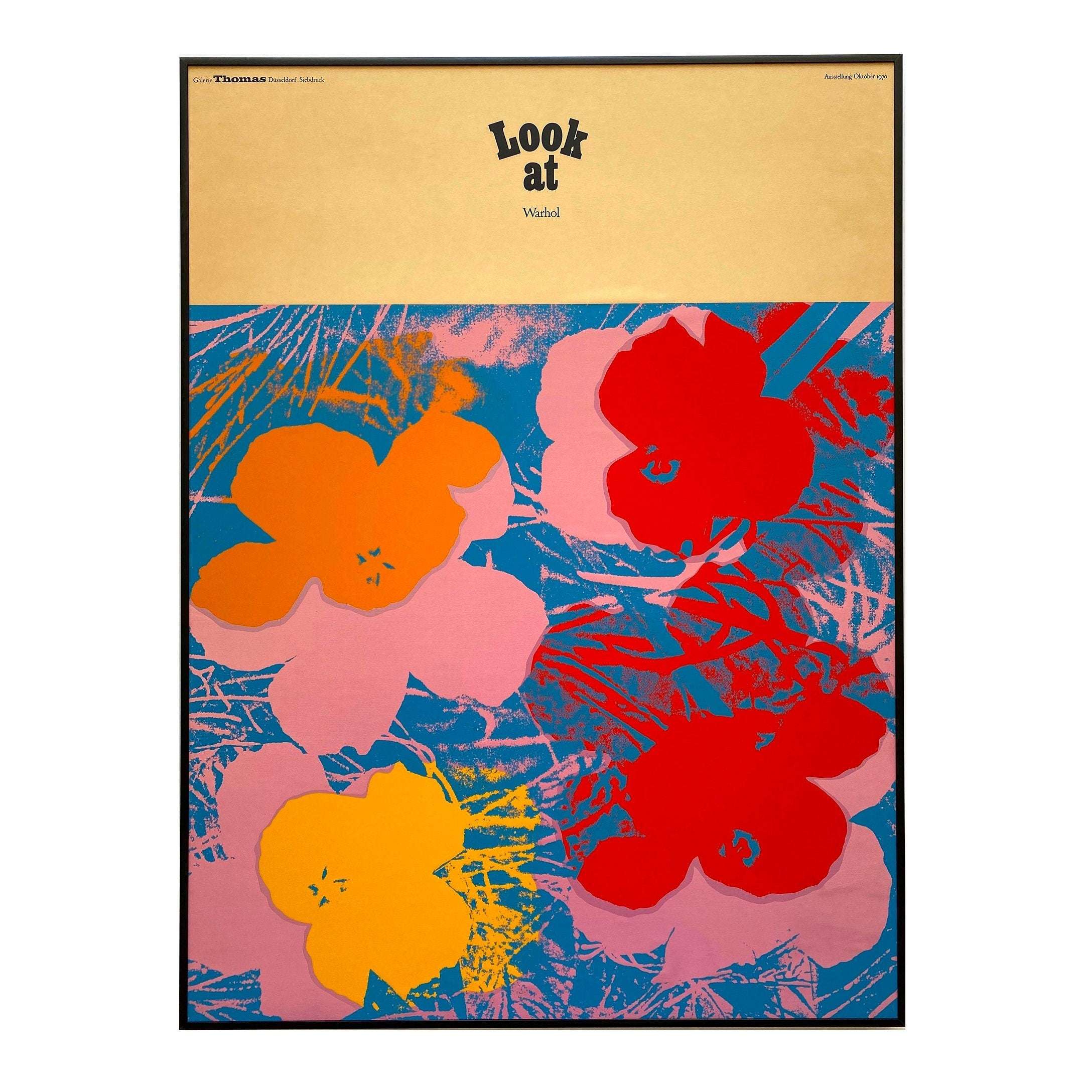 Andy Warhol - Flowers / Warhol Look At Poster - Vintage 1970 Mid Century Modernist Pop Art Exhibition Poster - Physical Poster