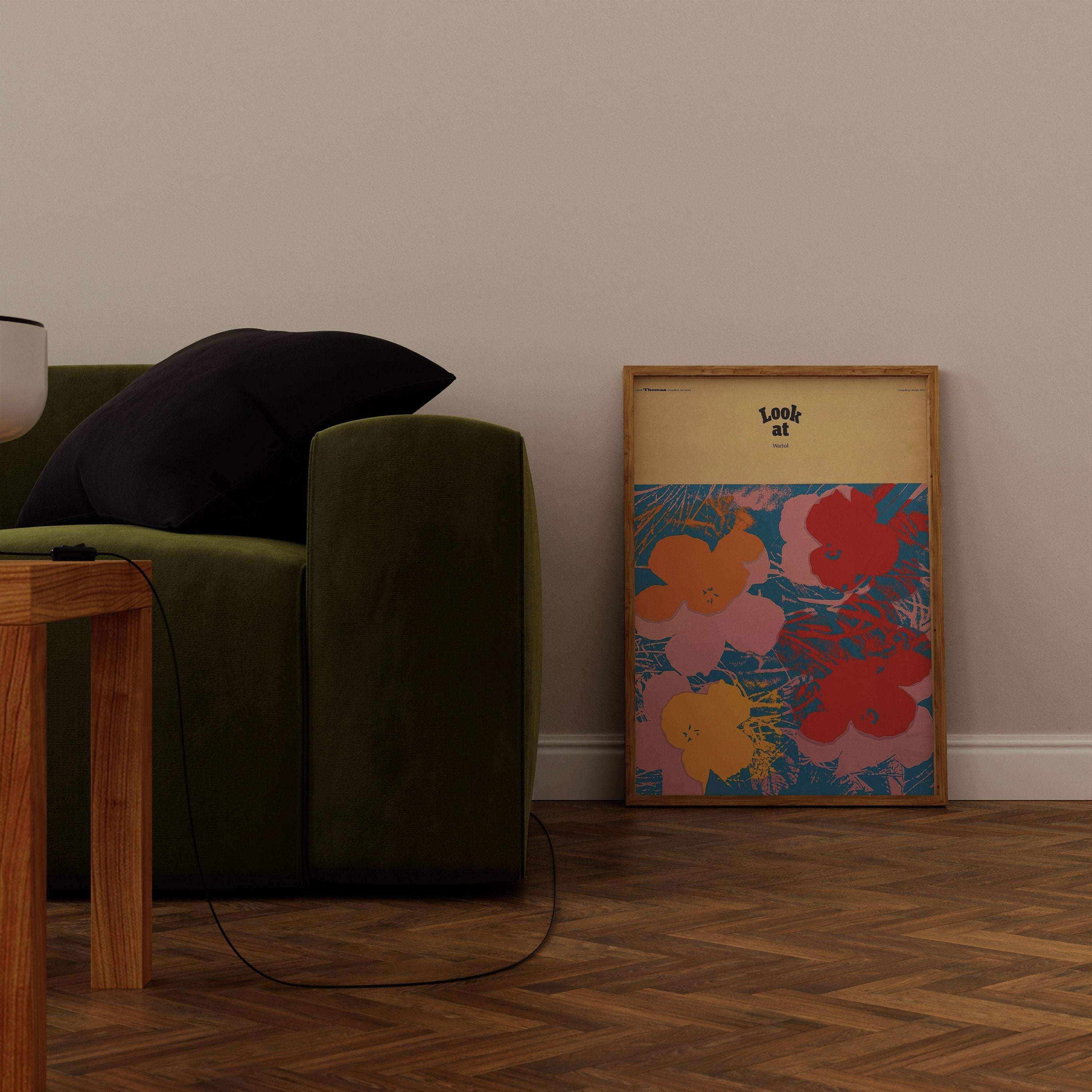 Andy Warhol - Flowers / Warhol Look At Poster - Vintage 1970 Mid Century Modernist Pop Art Exhibition Poster - Physical Poster