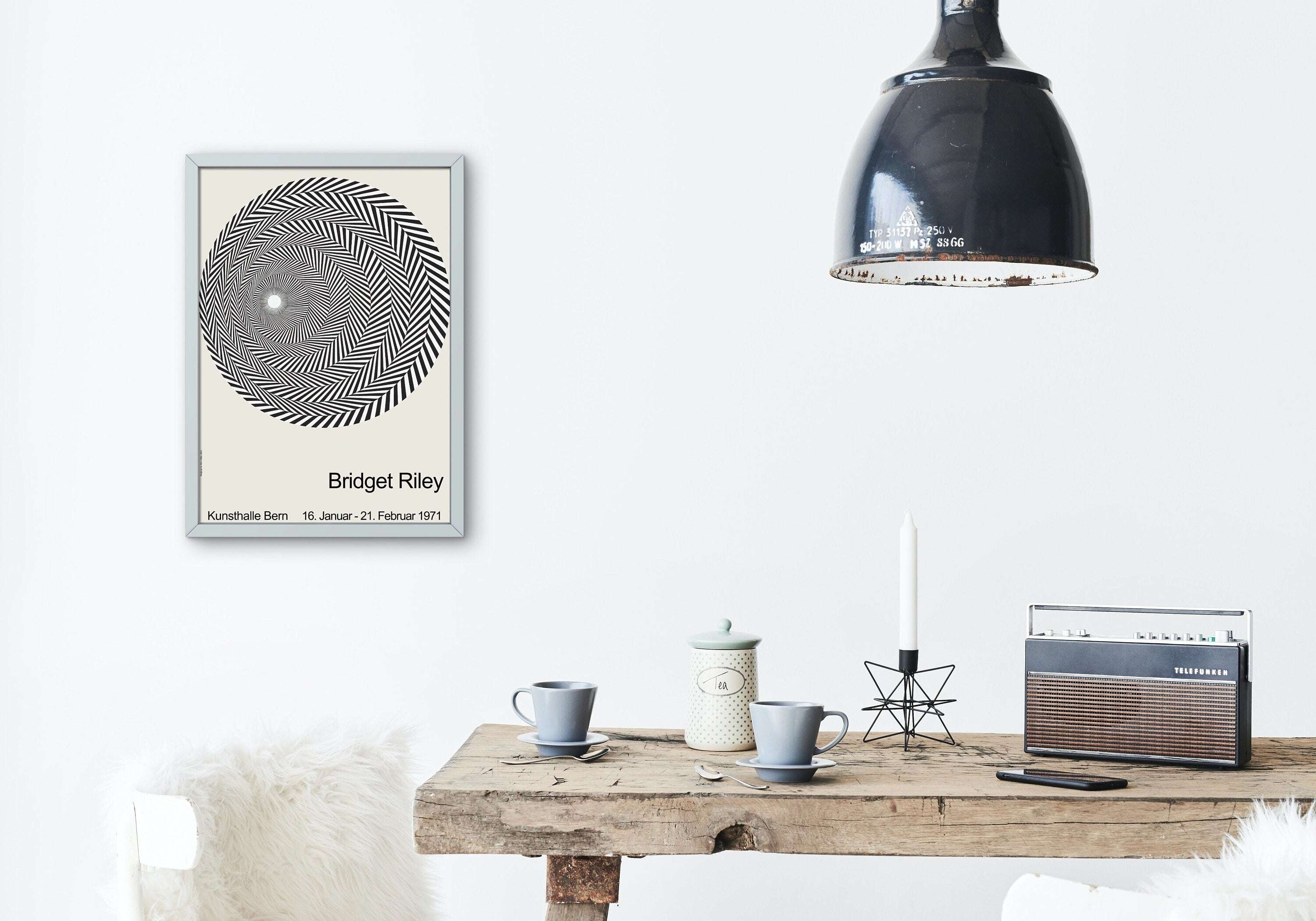 Bridget Riley - Riley Blaze - Op Art - Remake Exhibition Poster - Rarest Collection / Black White Theme - Gallery Home