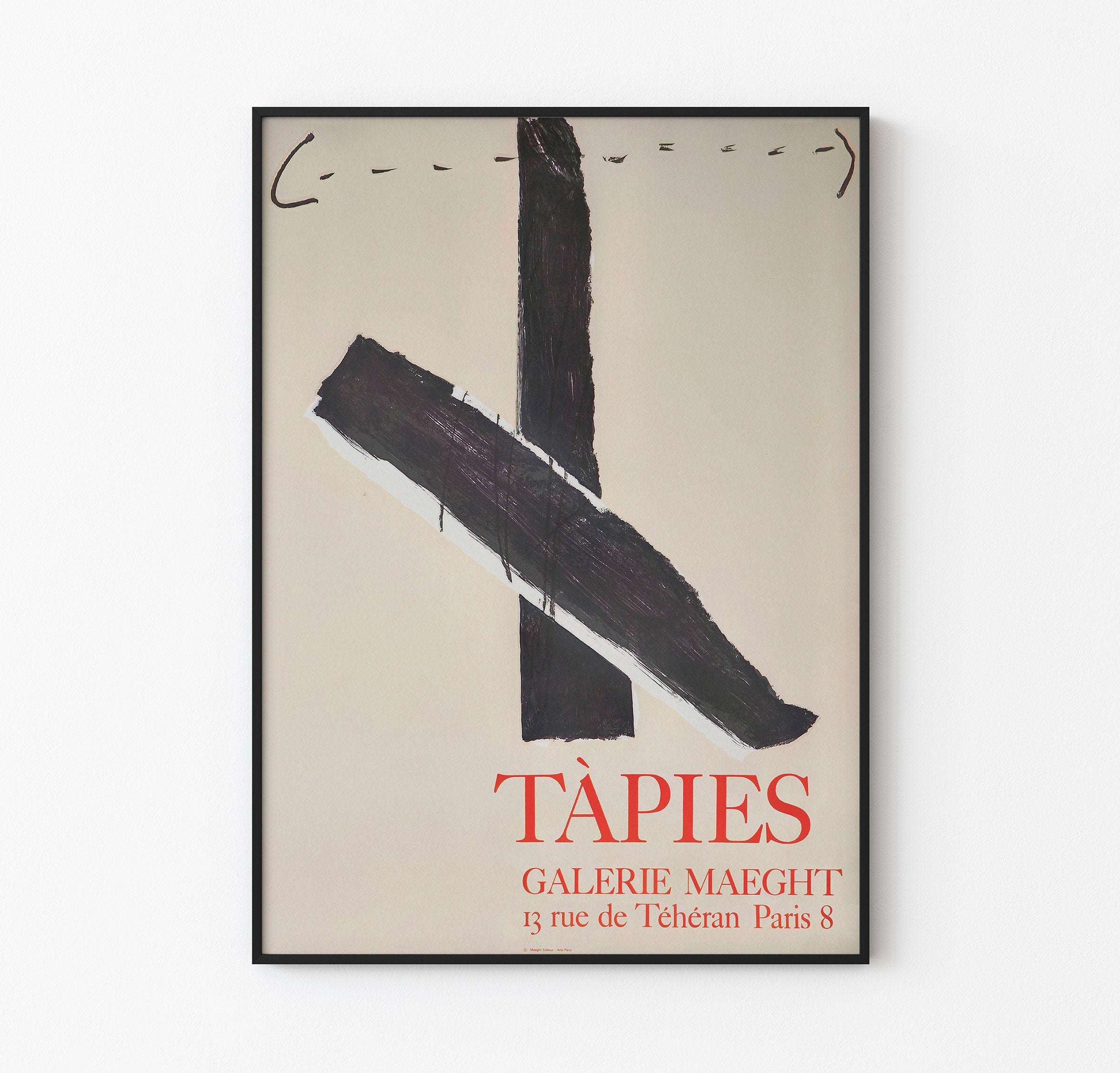 Anthony Tapies - Galerie Maeght 1967 / Antoni Tapies - Croix Noire / Vintage lithographic poster