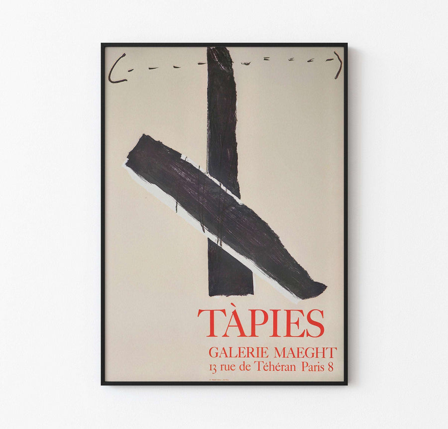 Anthony Tapies - Galerie Maeght 1967 / Antoni Tapies - Croix Noire / Vintage lithographic poster