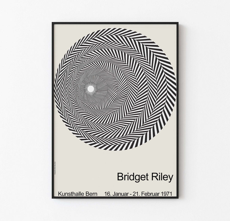 Bridget Riley - Riley Blaze - Op Art - Remake Exhibition Poster - Rarest Collection / Black White Theme - Gallery Home