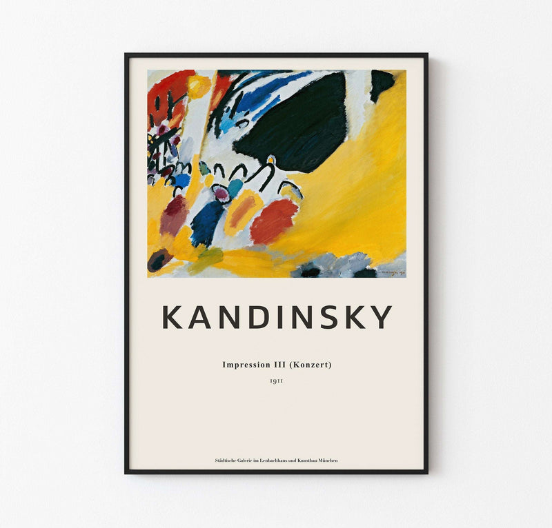 Wassily Kandinsky - Impression III - Konzert - Impression III 1911, Fine Art Poster, Moody Wall Décor - Bauhaus