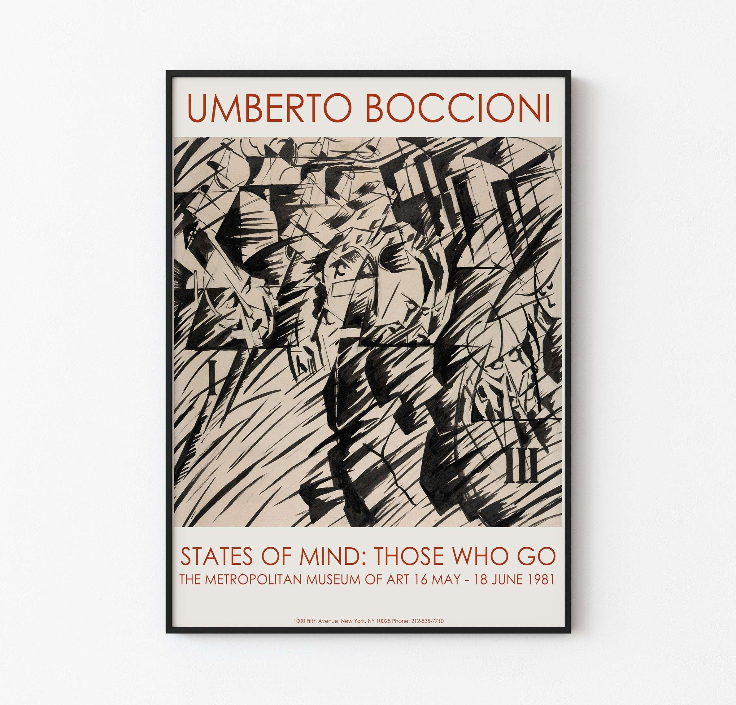 Umberto Boccioni - States of Mind: Those Who Go, 1912 (ink on paper) / Rare Exhibition Poster - Italian, Reggio 1882–1916 Sorte