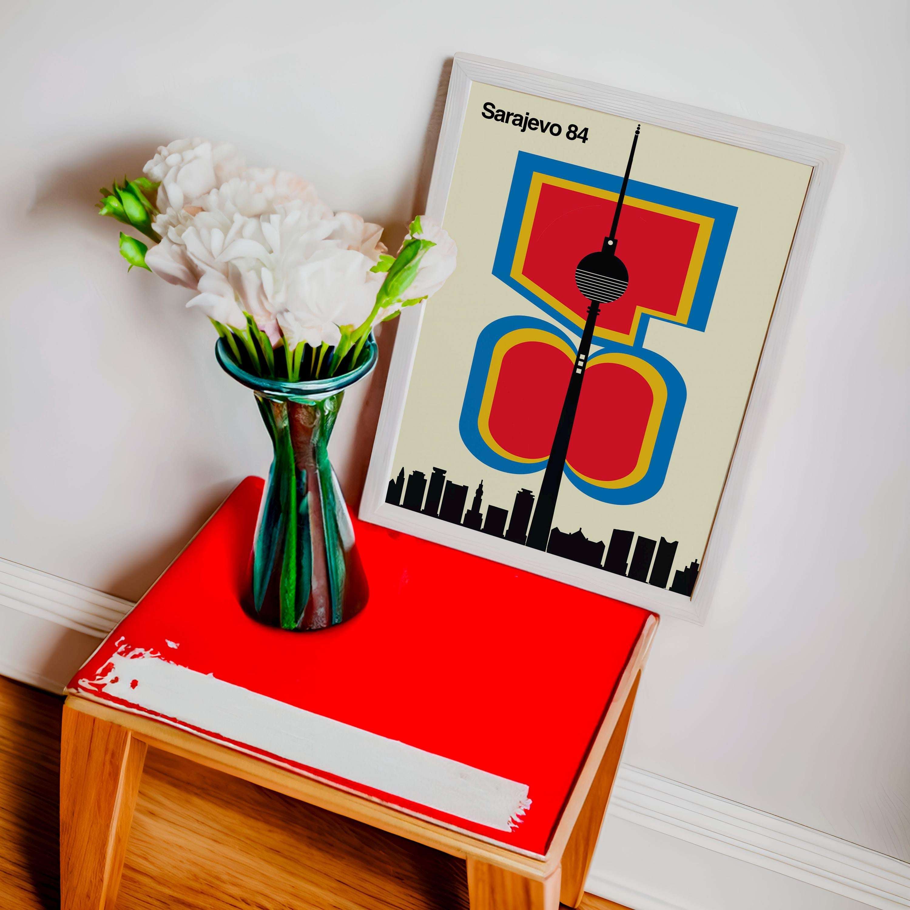 Sarajevo 84 Poster - A Tribute to 84 Winter Olympics - Made by Enes Guler - Bosnia & Yugoslavia - Yugonostalgia