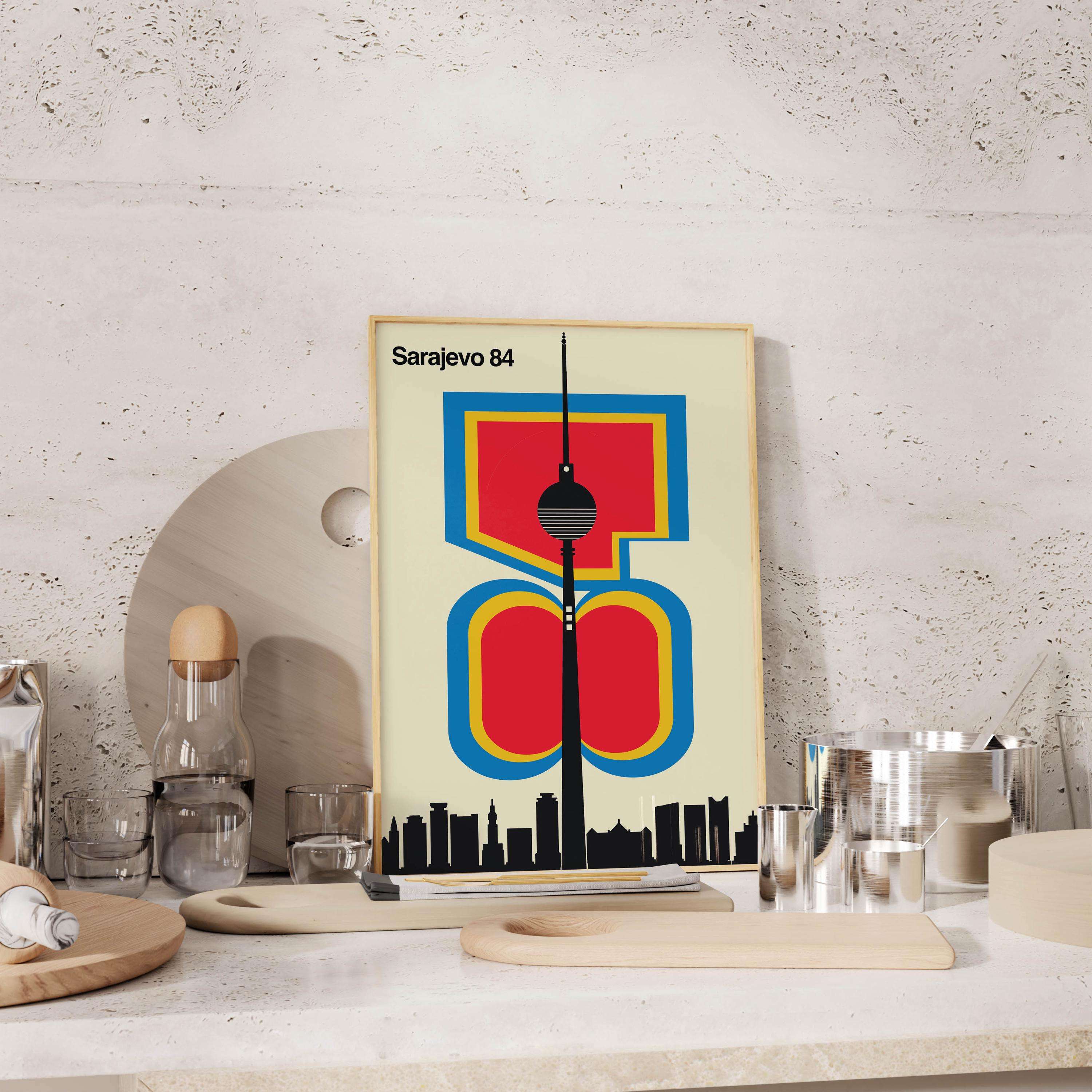 Sarajevo 84 Poster - A Tribute to 84 Winter Olympics - Made by Enes Guler - Bosnia & Yugoslavia - Yugonostalgia